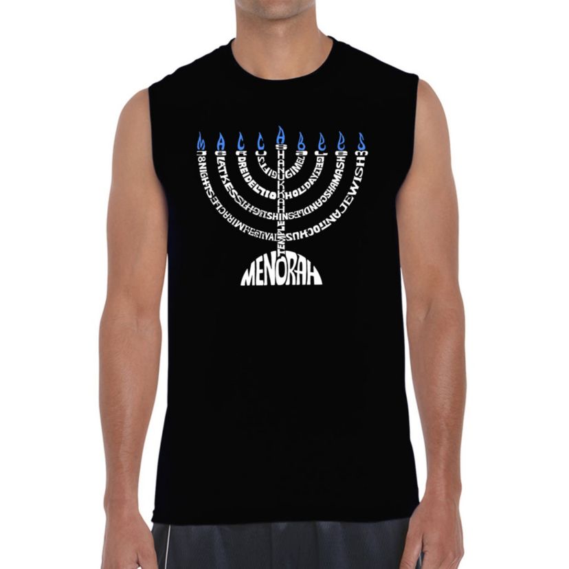 Mens Word Art Sleeveless T-Shirt - Menorah