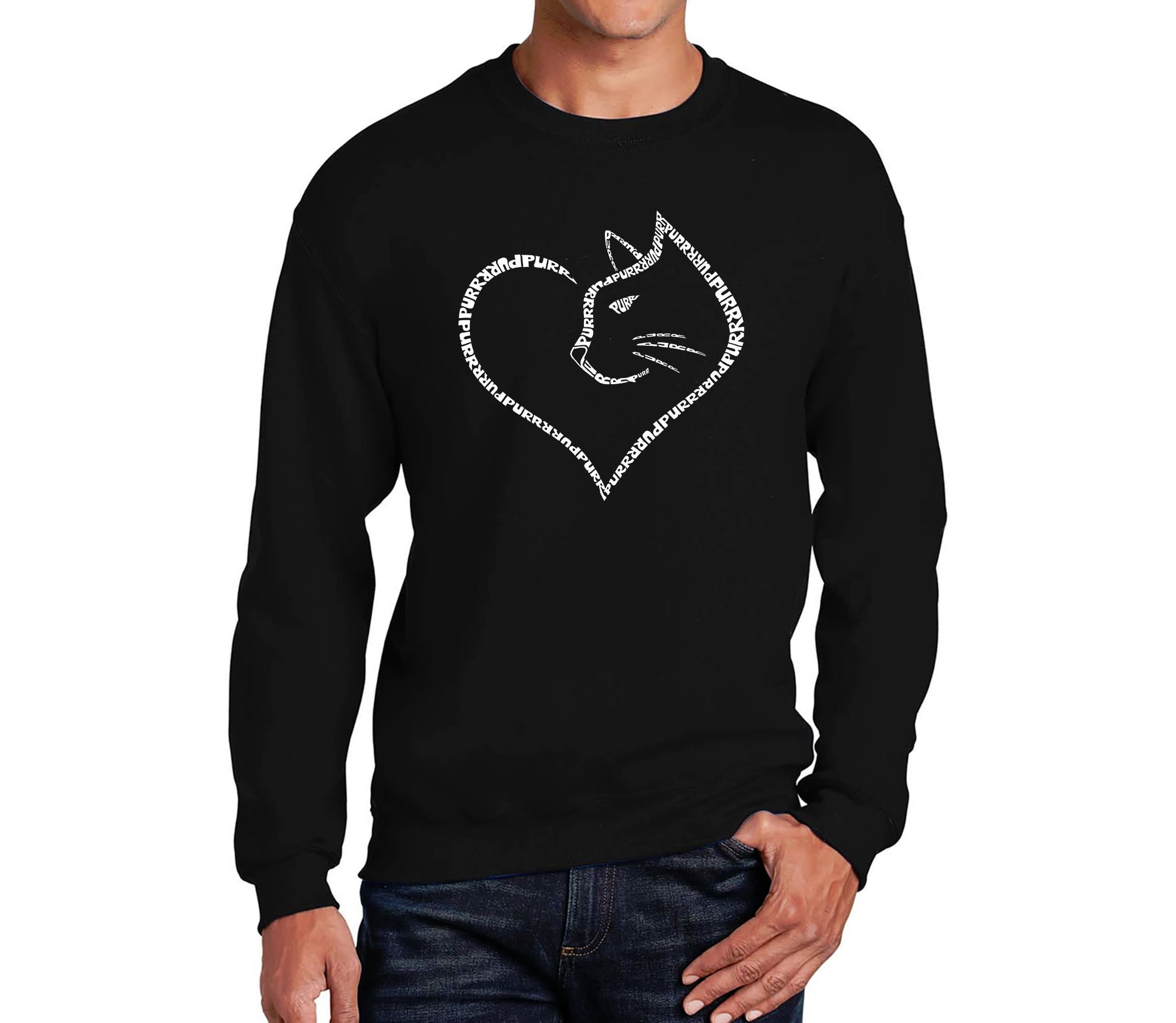 Mens Word Art Crewneck Sweatshirt  - Cat Heart