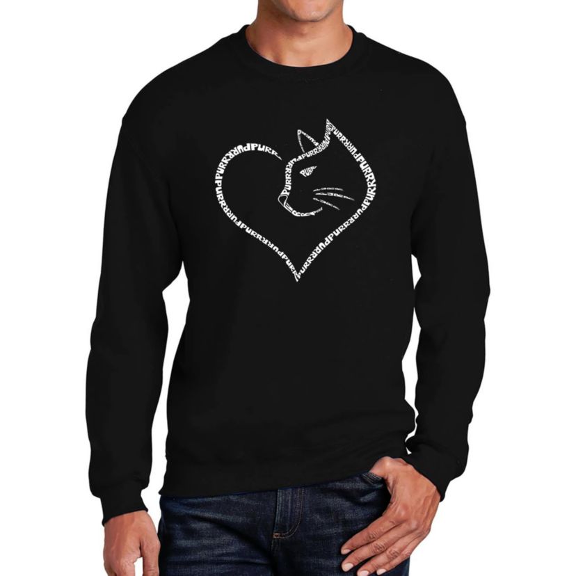 Mens Word Art Crewneck Sweatshirt  - Cat Heart