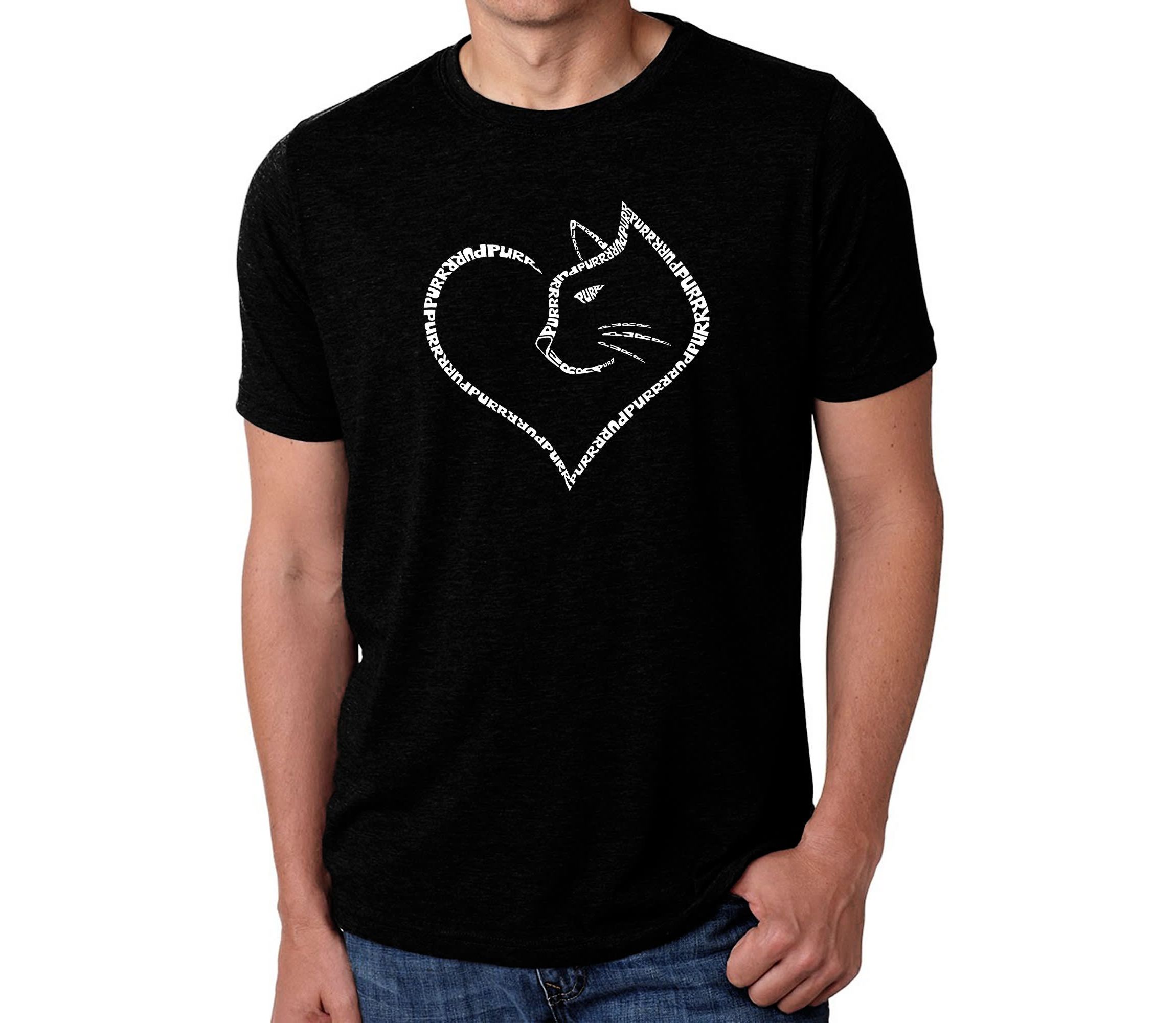 Mens Premium Blend Word Art T-Shirt  - Cat Heart