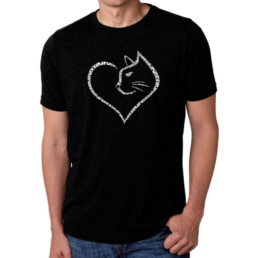 Mens Premium Blend Word Art T-Shirt  - Cat Heart