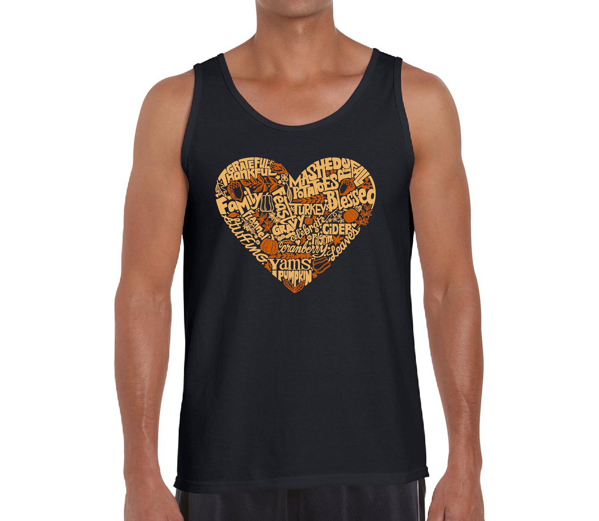 Mens Word Art Tank Top - Thanksgiving Heart