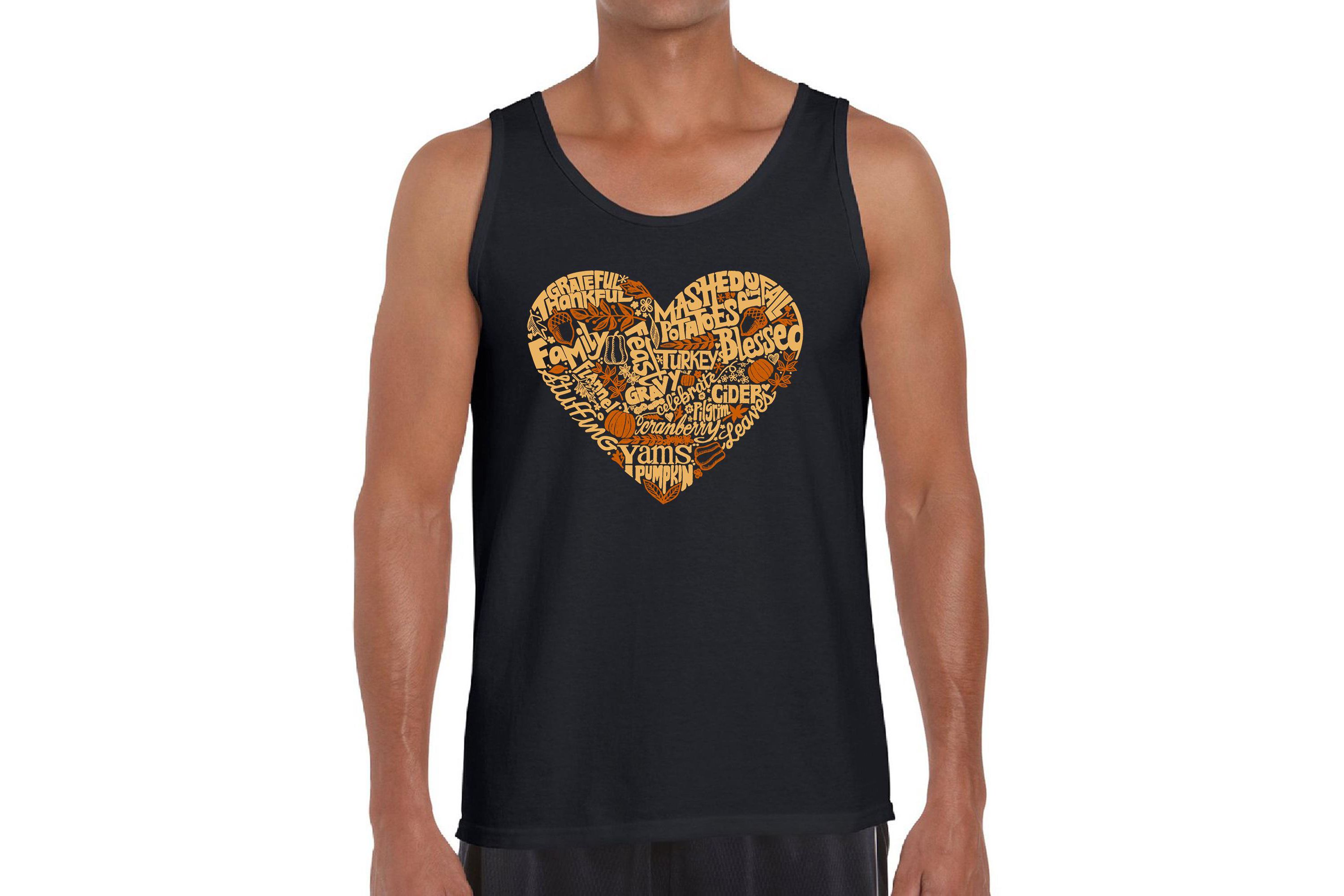 Mens Word Art Tank Top - Thanksgiving Heart