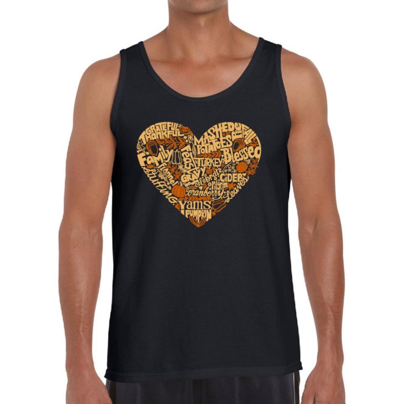 Mens Word Art Tank Top - Thanksgiving Heart