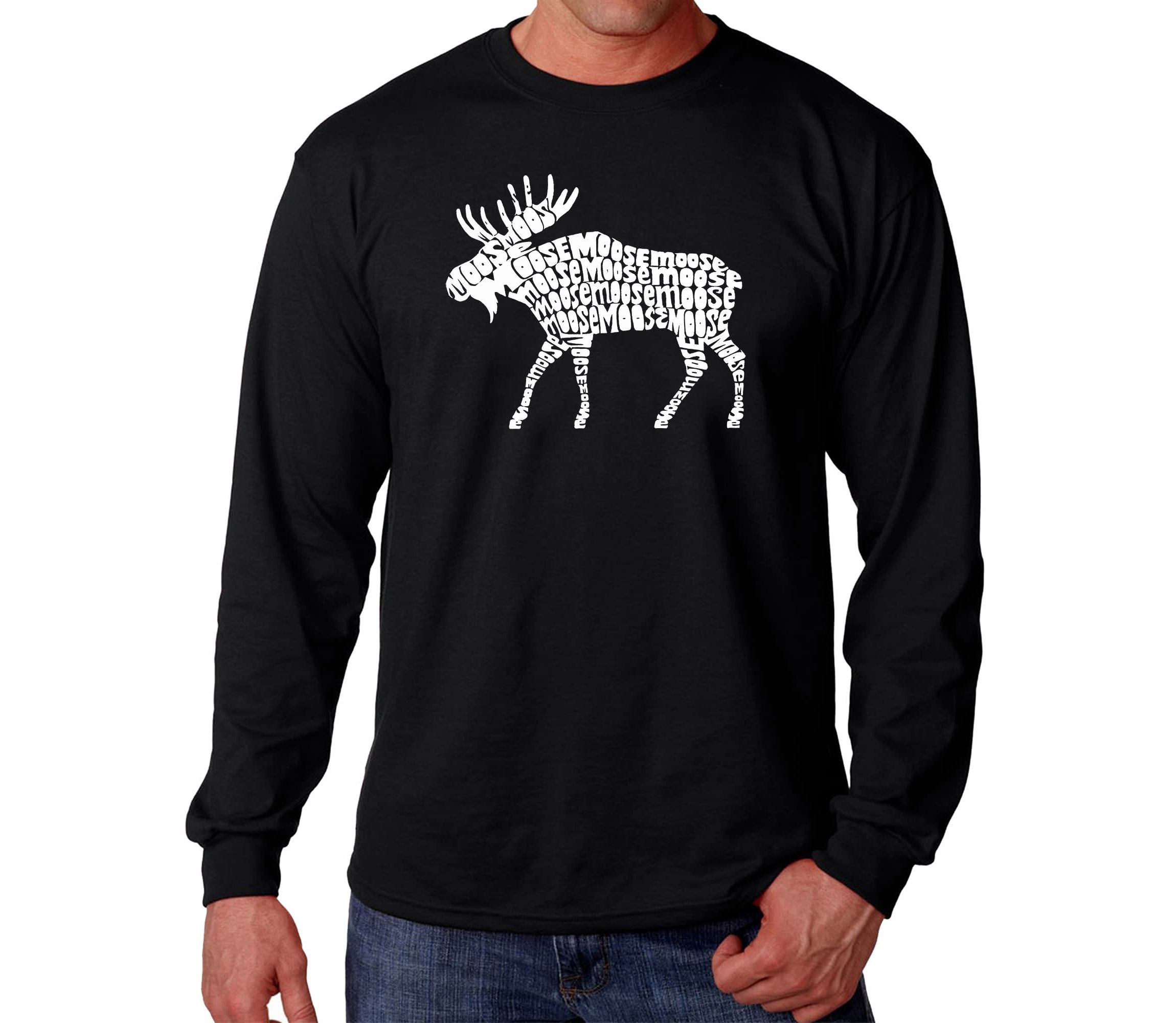 Mens Word Art Long Sleeve T-shirt - Moose