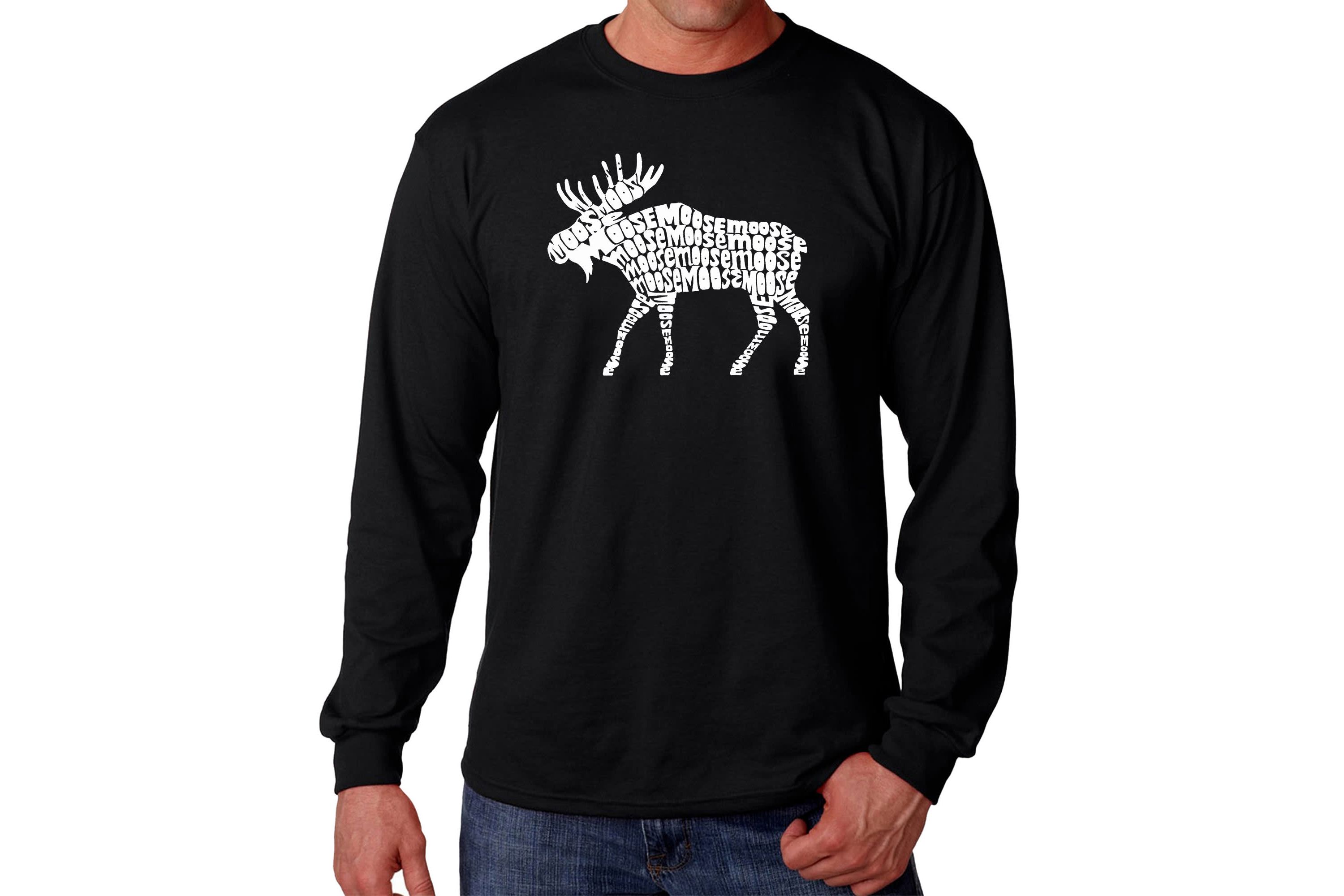 Mens Word Art Long Sleeve T-shirt - Moose
