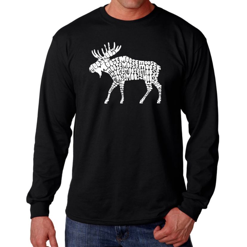 Mens Word Art Long Sleeve T-shirt - Moose