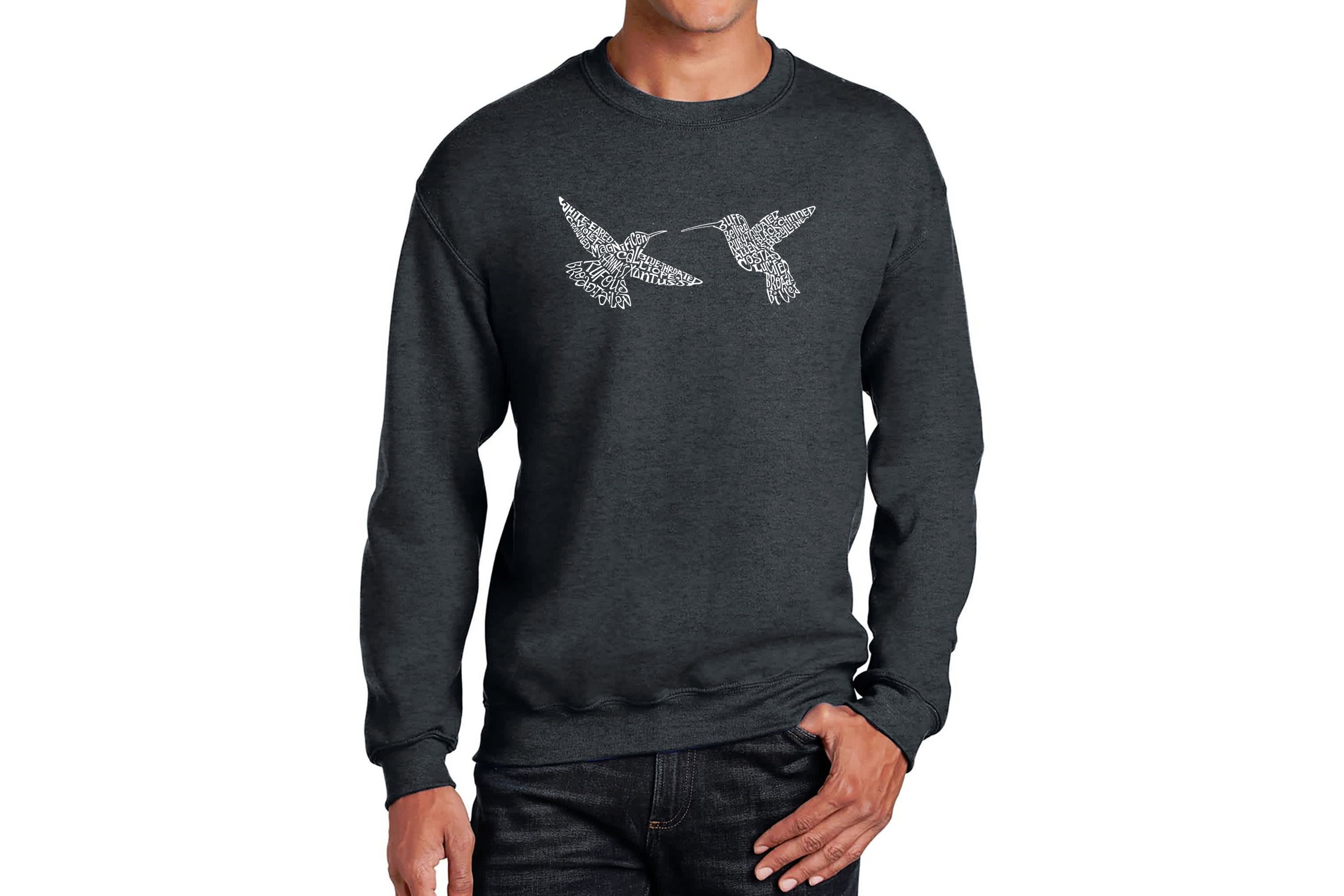 Mens Word Art Crewneck Sweatshirt  - Hummingbirds
