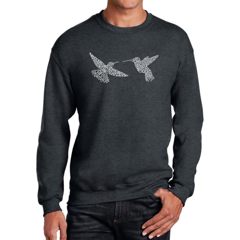 Mens Word Art Crewneck Sweatshirt  - Hummingbirds