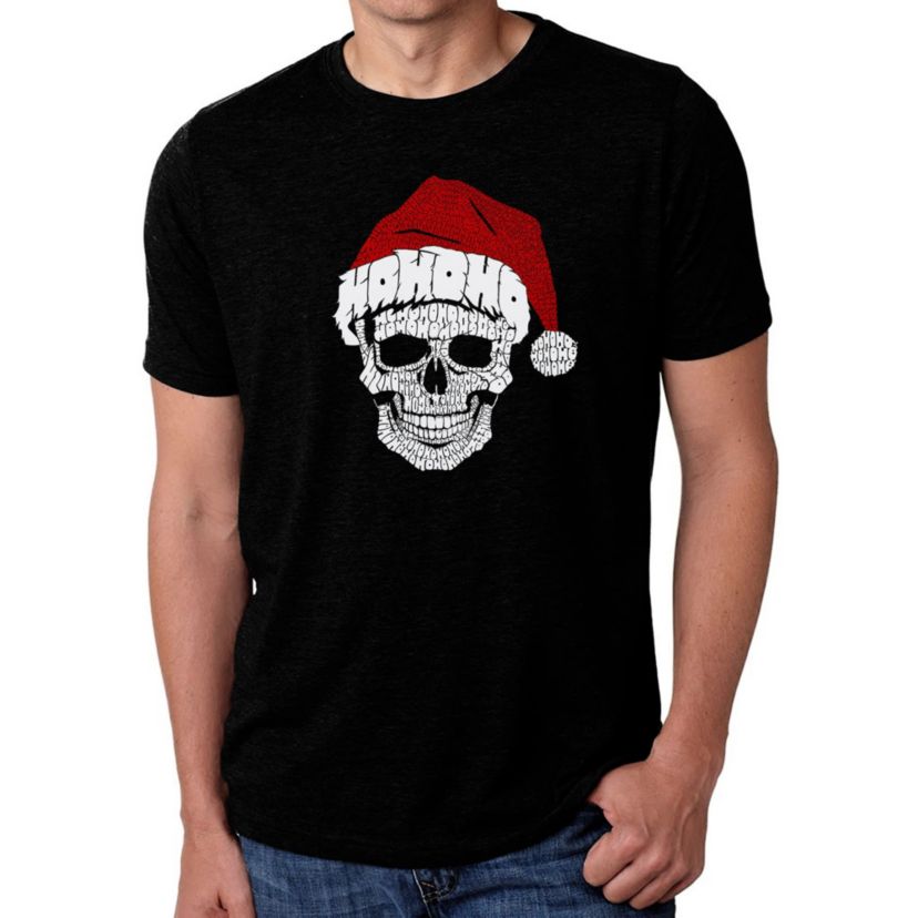 Mens Premium Blend Word Art T-Shirt - Santa Skull