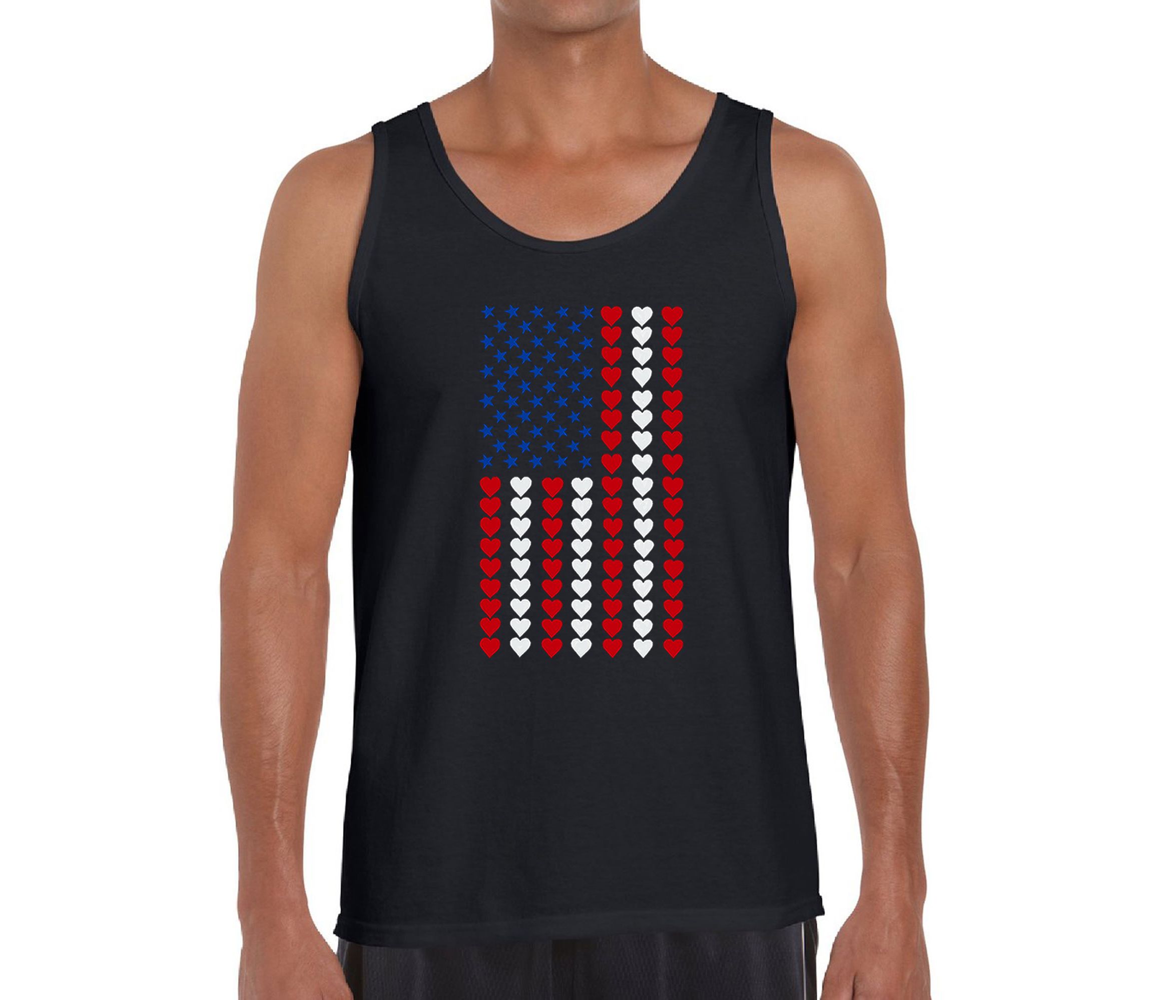 Mens Word Art Tank Top - Heart Flag