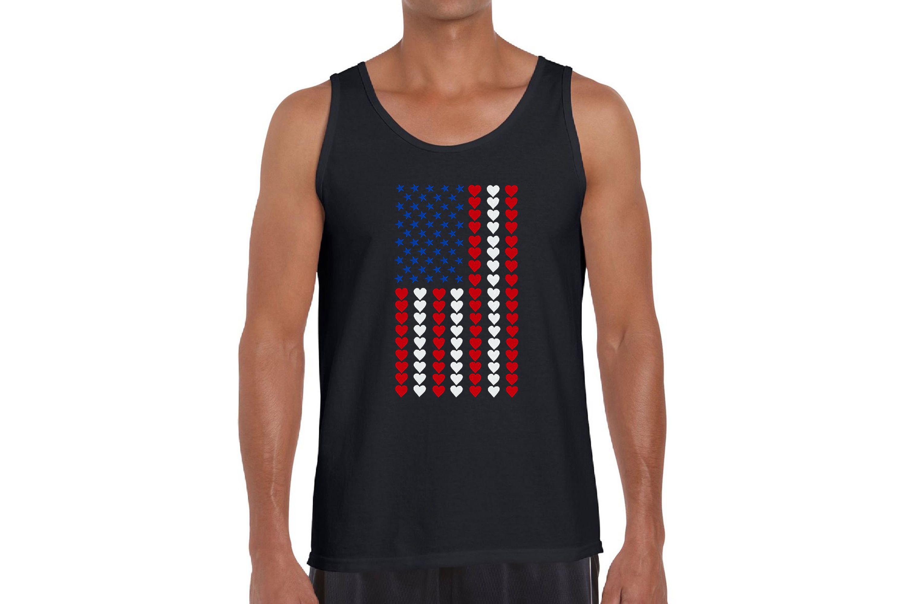 Mens Word Art Tank Top - Heart Flag