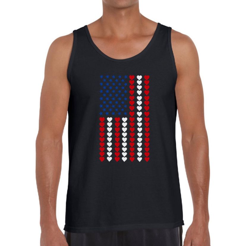 Mens Word Art Tank Top - Heart Flag