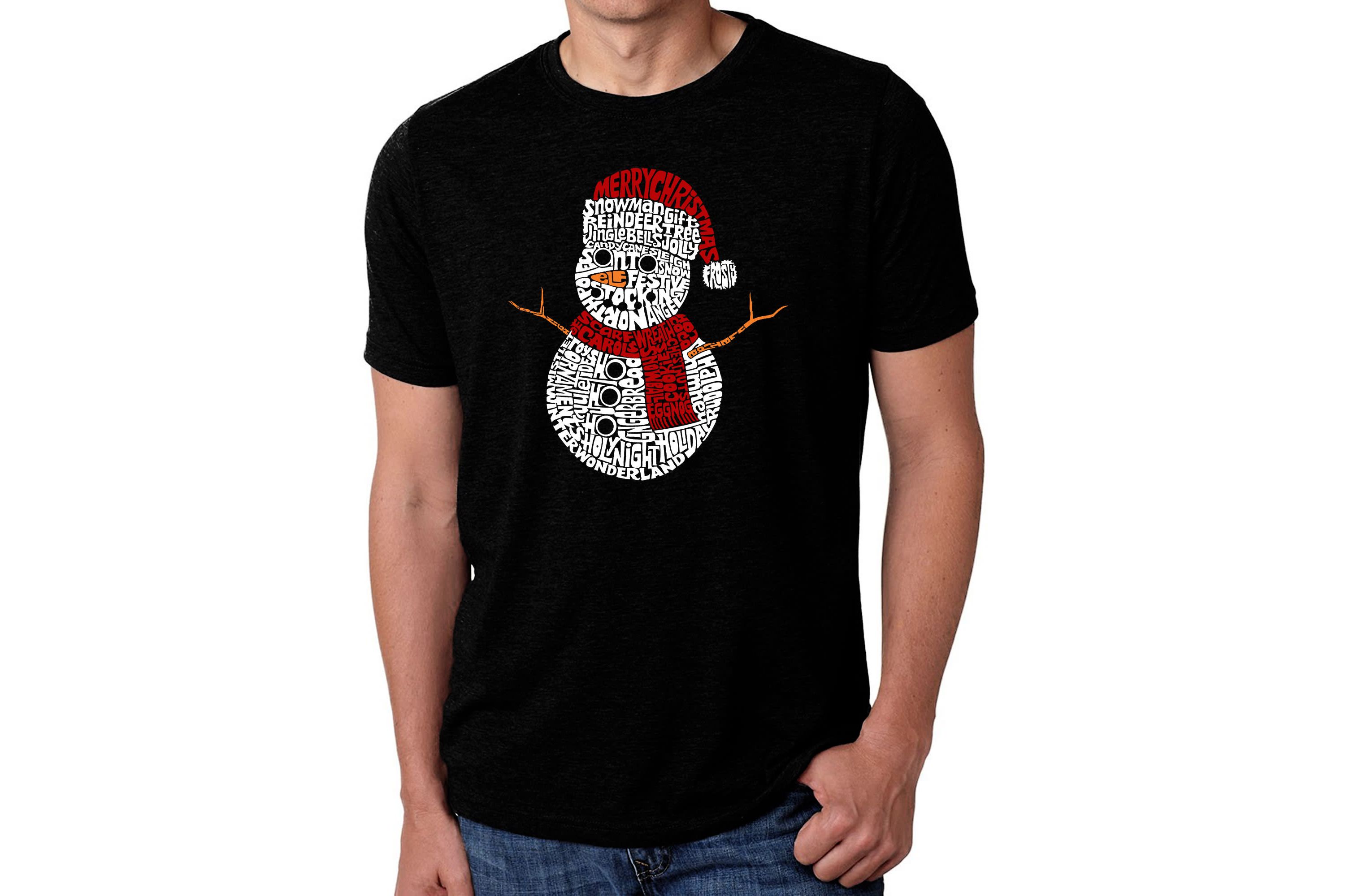 Mens Premium Blend Word Art T-Shirt  - Christmas Snowman