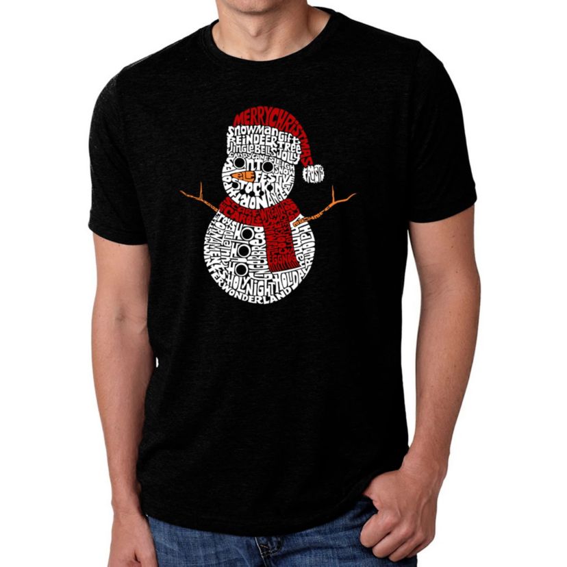 Mens Premium Blend Word Art T-Shirt  - Christmas Snowman