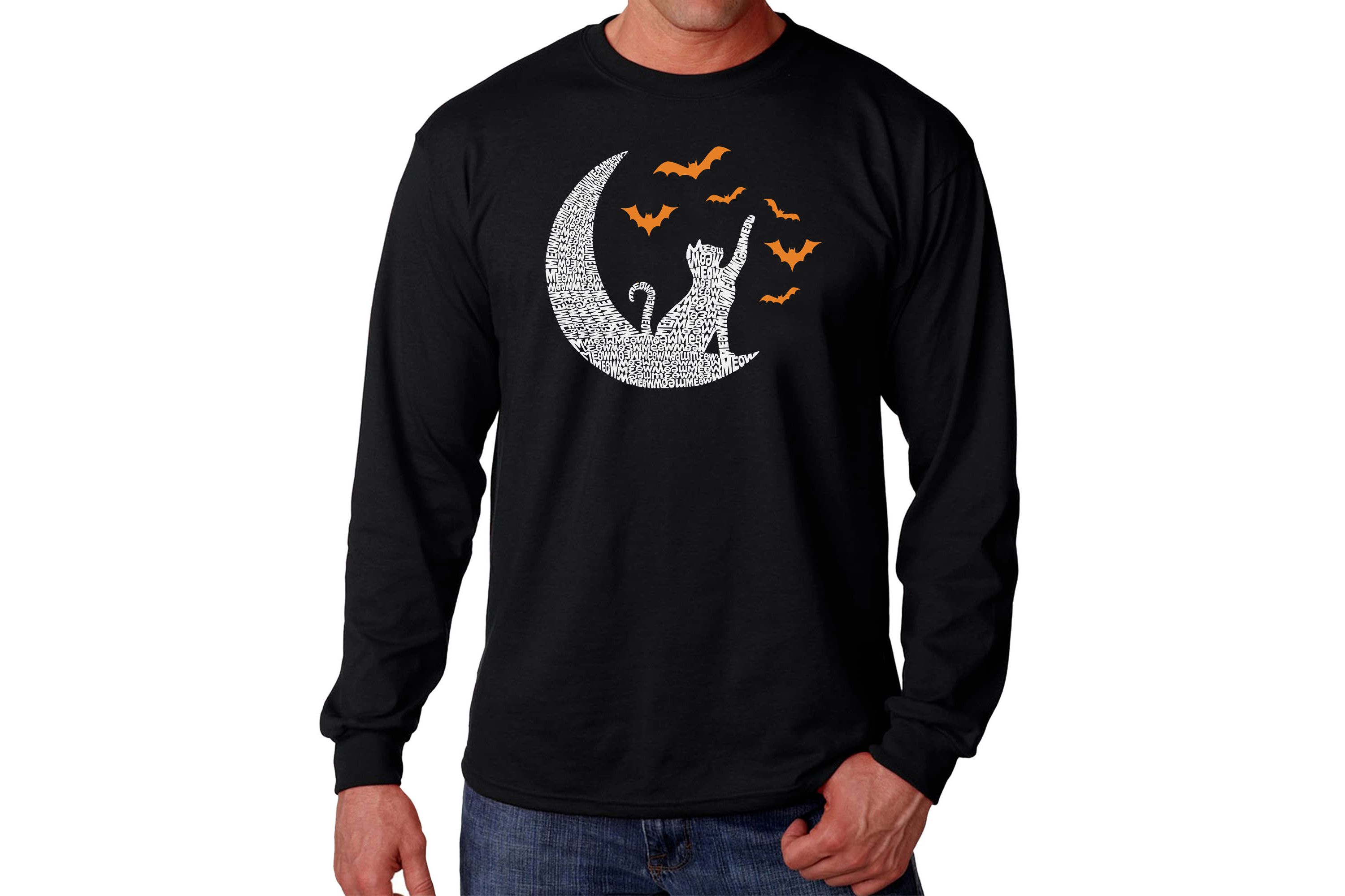 Mens Word Art Long Sleeve T-Shirt - Lunar Bats