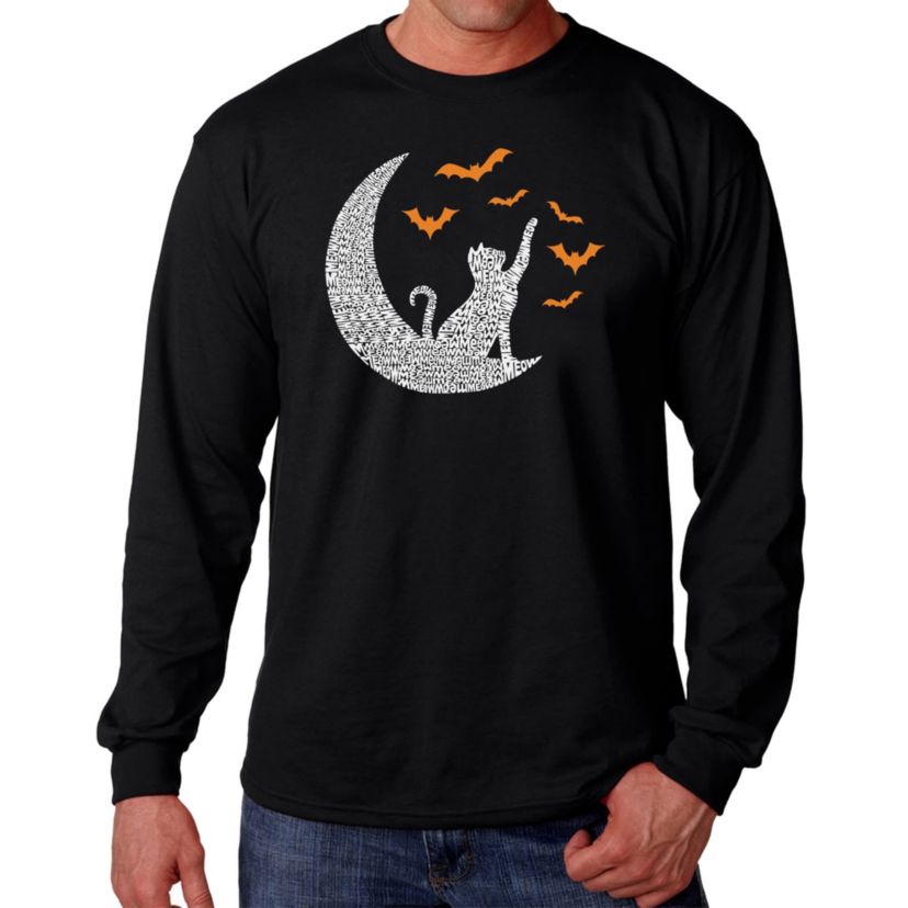 Mens Word Art Long Sleeve T-Shirt - Lunar Bats