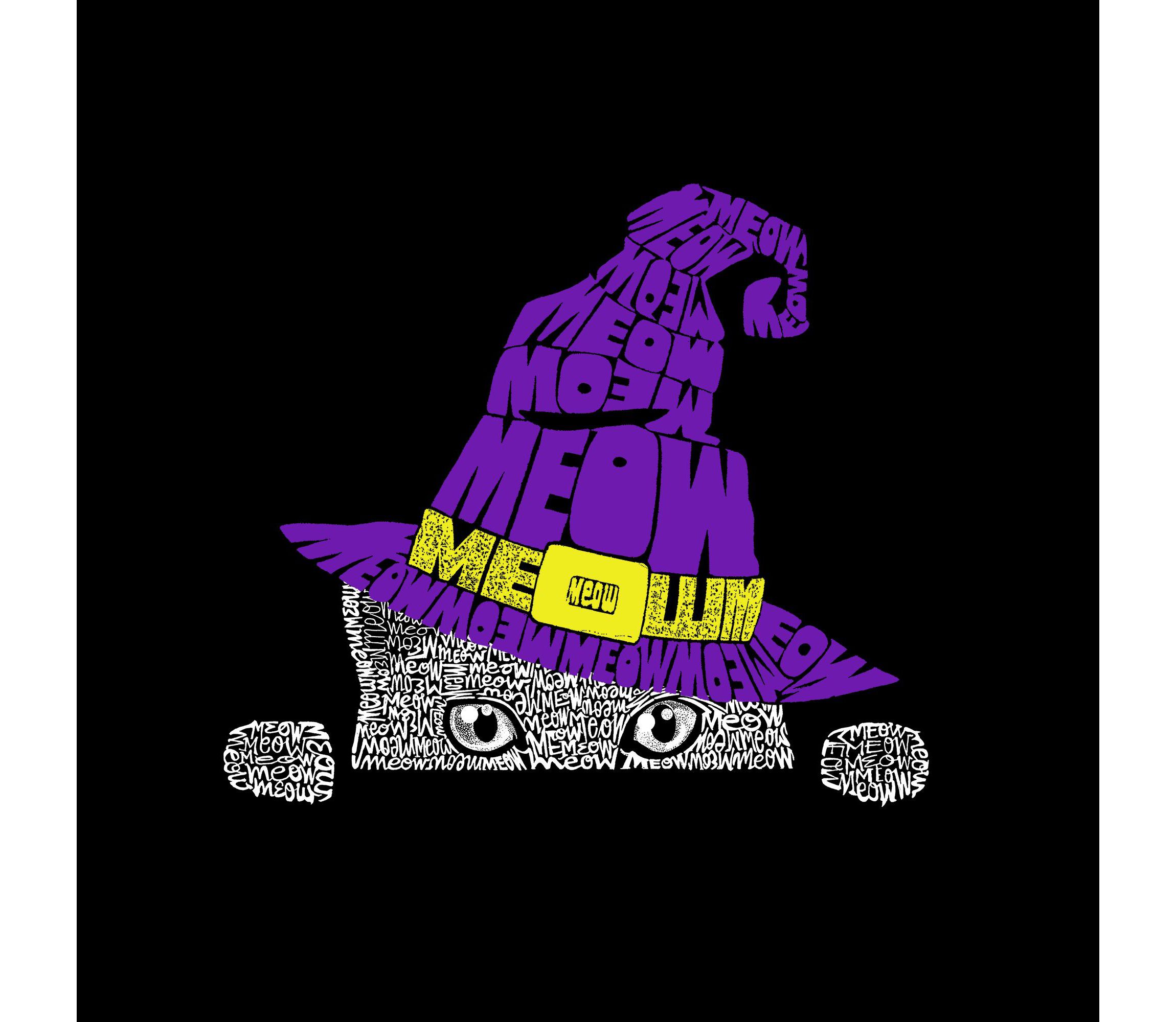 Mens Word Art T-Shirt - Peeking Witch Cat
