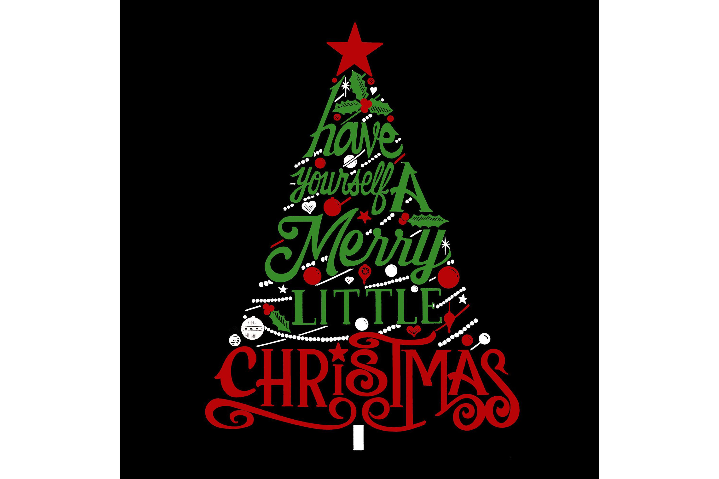 Mens Raglan Baseball Word Art T-Shirt - Have Yourself a Merry Little Christmas