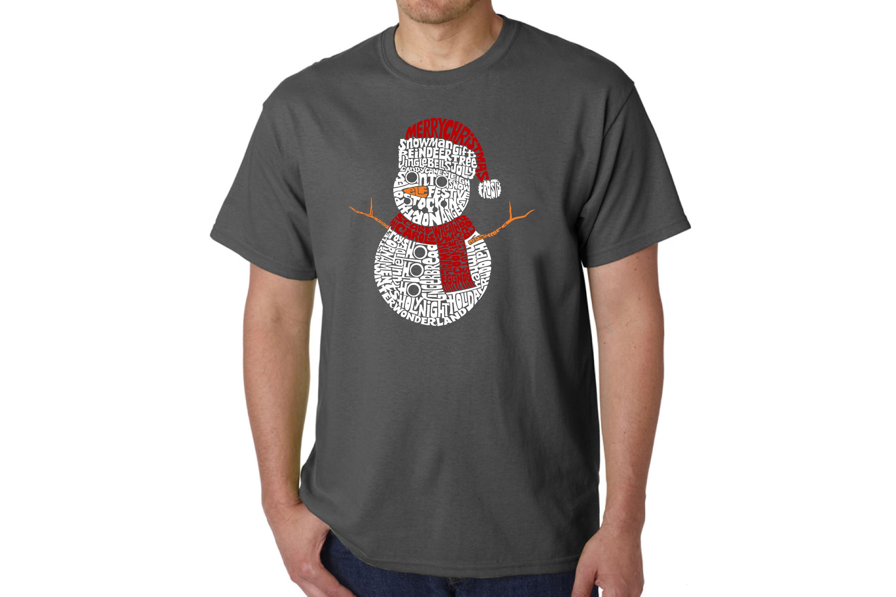 Mens Word Art T-Shirt  - Christmas Snowman