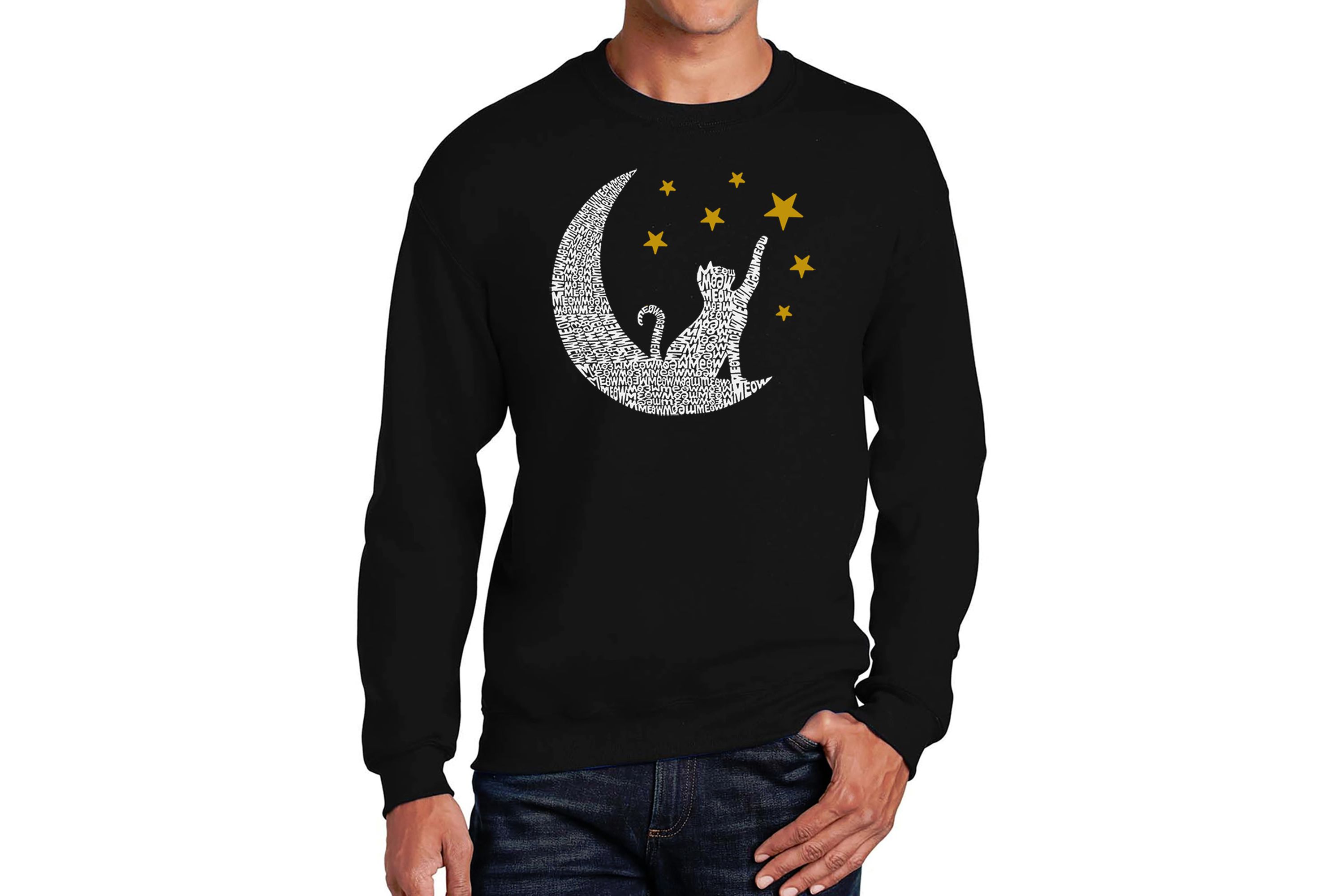 Mens Word Art Crewneck Sweatshirt - Cat Moon