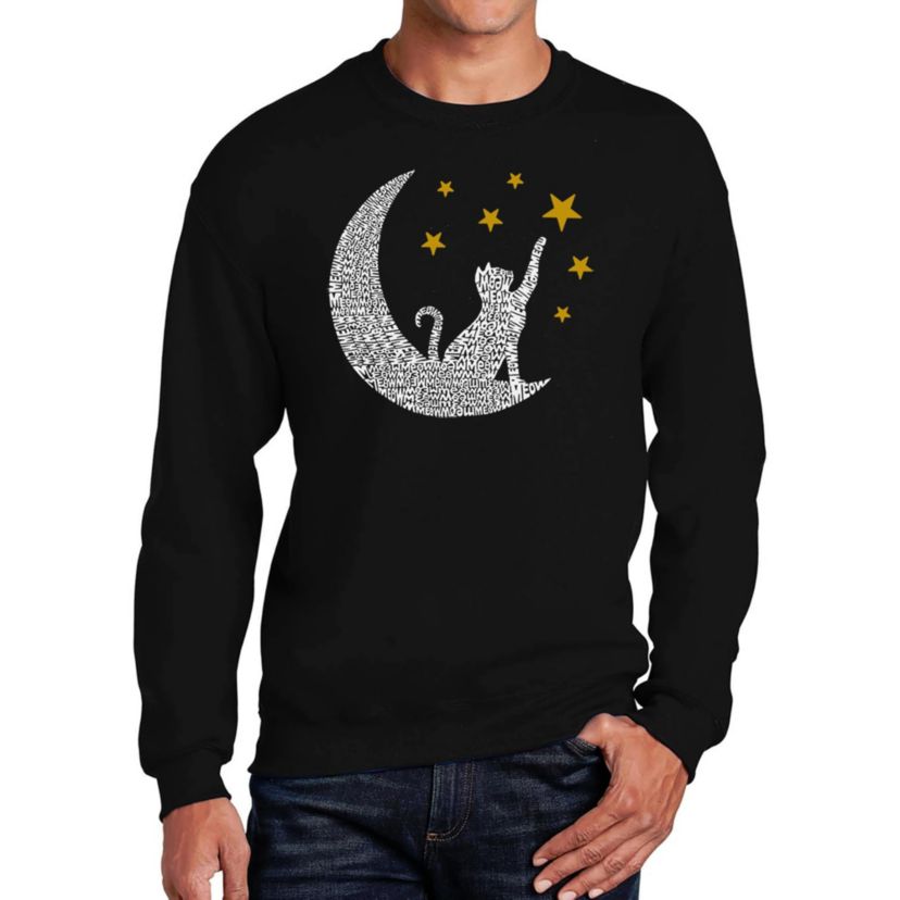 Mens Word Art Crewneck Sweatshirt - Cat Moon