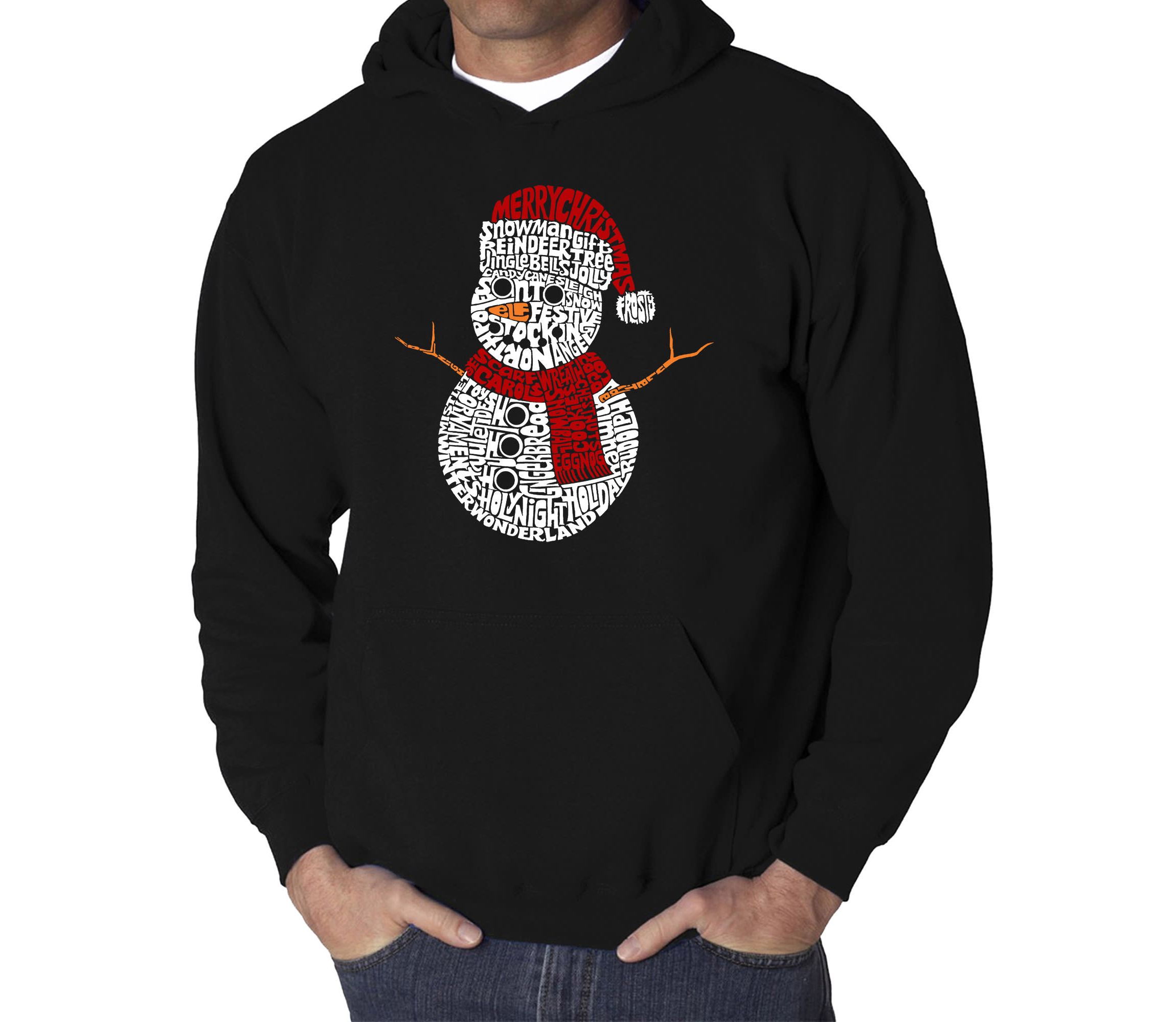 Mens Word Art Hooded Sweatshirt  - Christmas Snowman