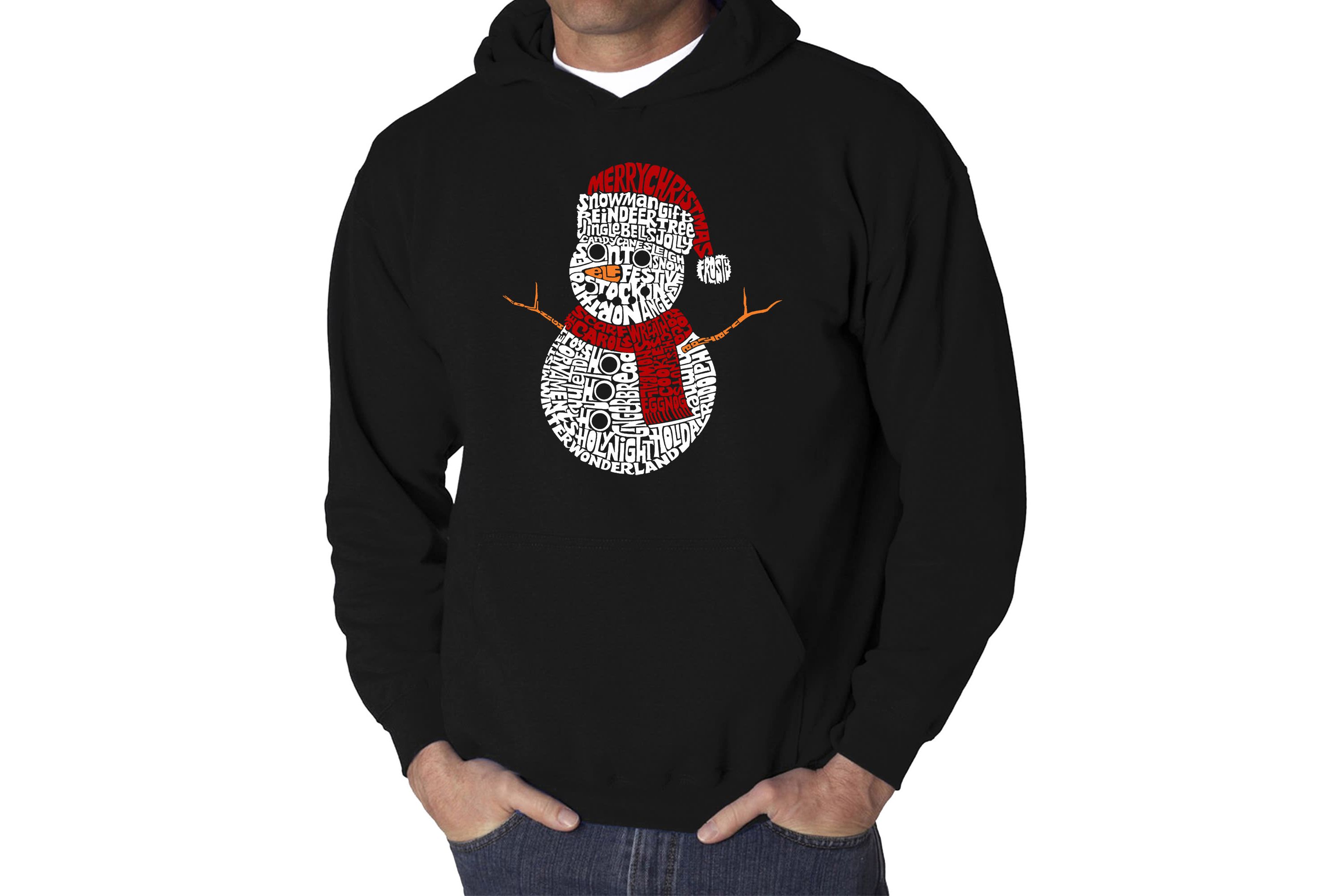 Mens Word Art Hooded Sweatshirt  - Christmas Snowman