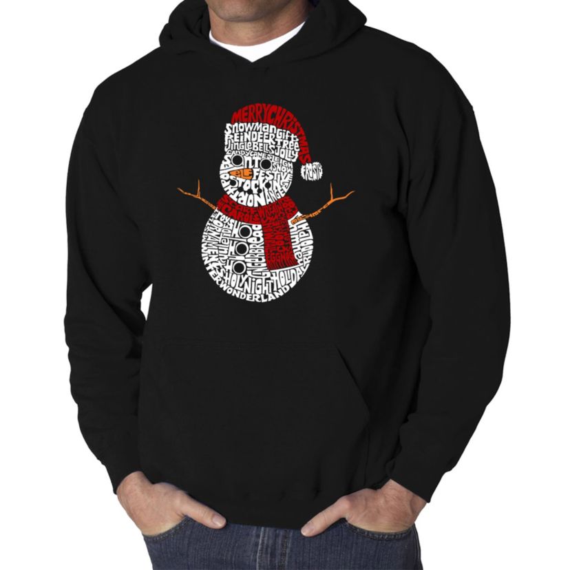 Mens Word Art Hooded Sweatshirt  - Christmas Snowman