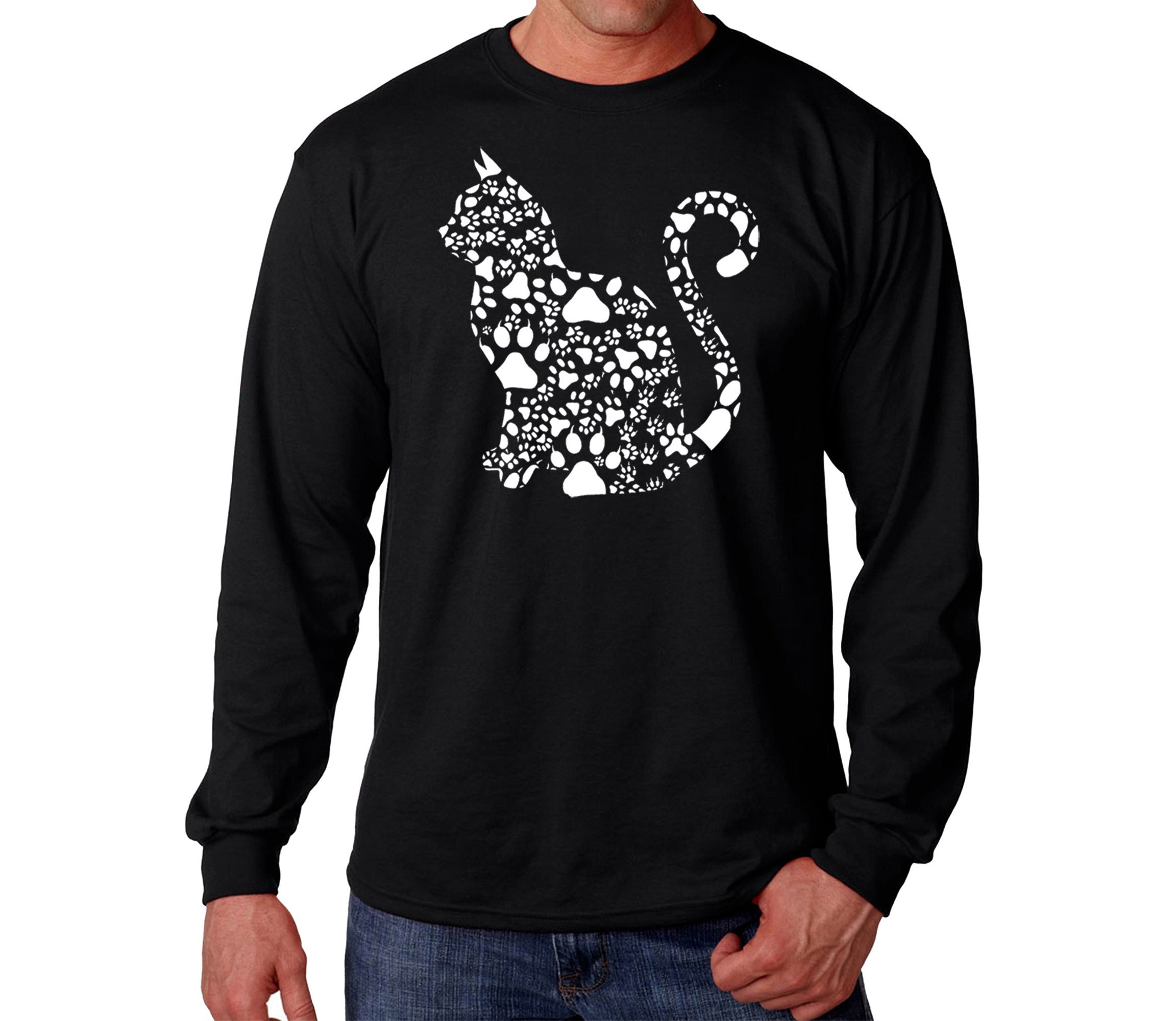Mens Word Art Long Sleeve T-Shirt - Cat Claws