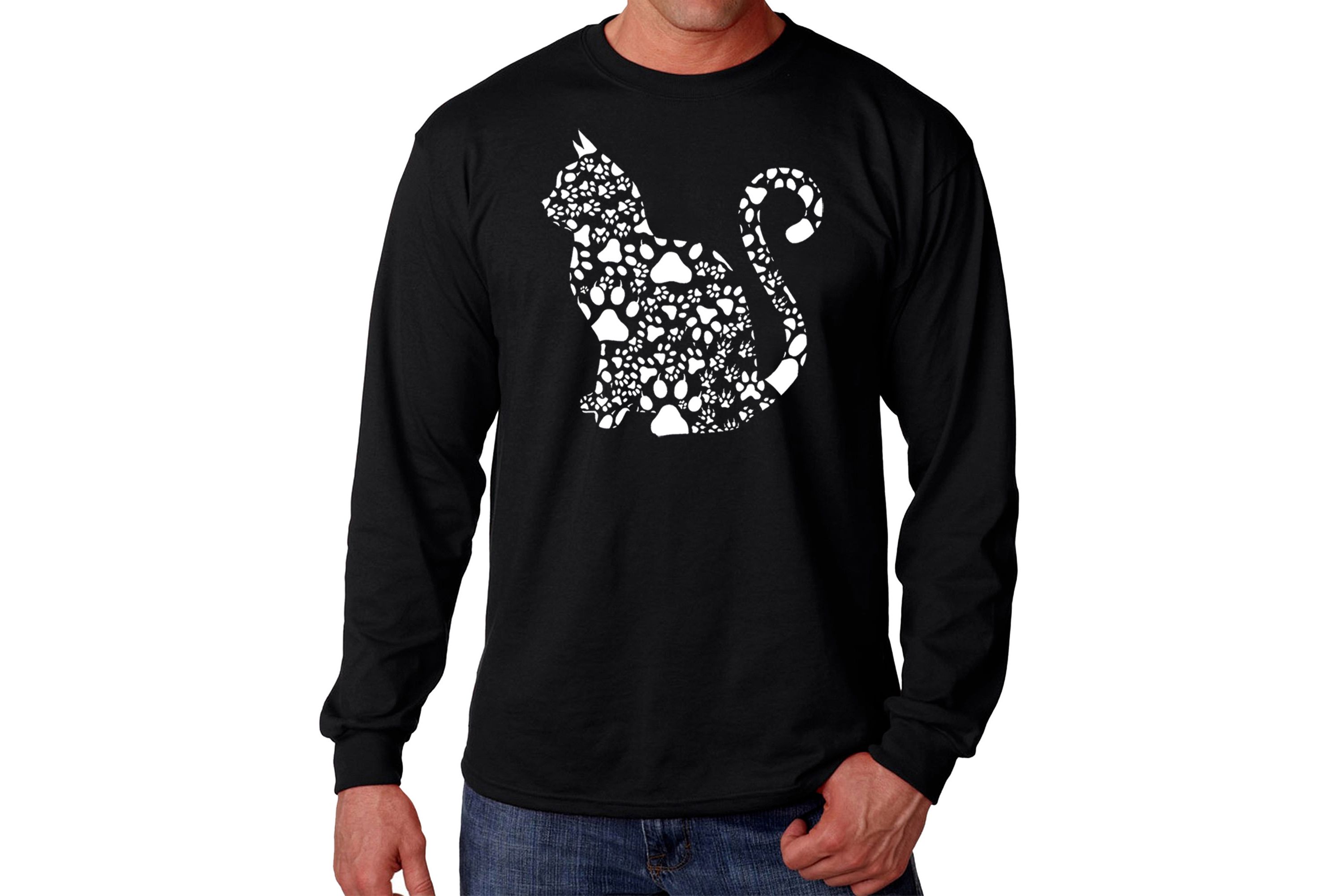 Mens Word Art Long Sleeve T-Shirt - Cat Claws