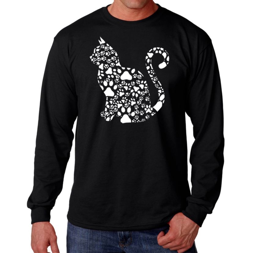 Mens Word Art Long Sleeve T-Shirt - Cat Claws