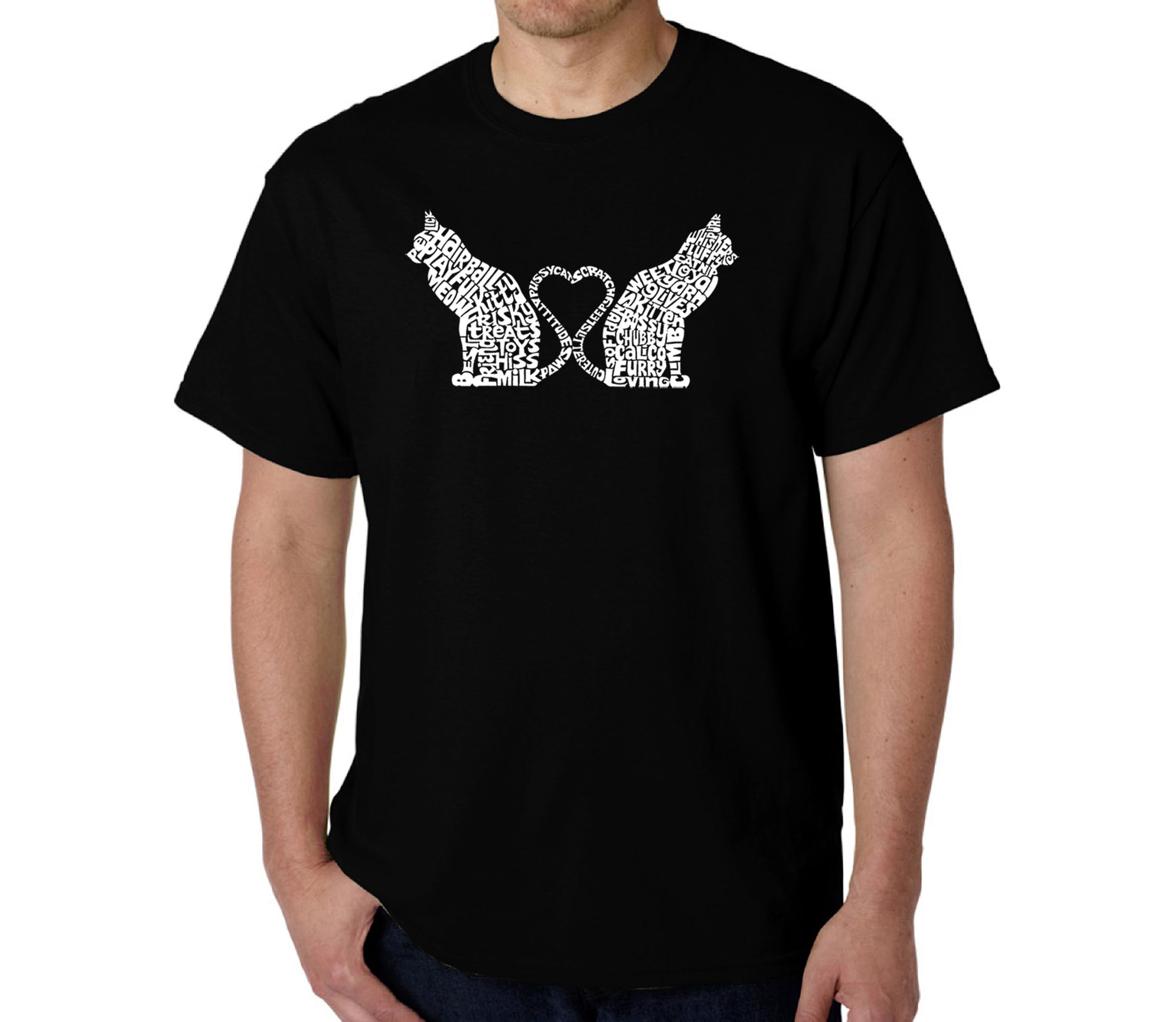 Mens Word Art T-Shirt - Cat Tail Hearts