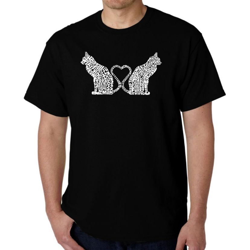 Mens Word Art T-Shirt - Cat Tail Hearts