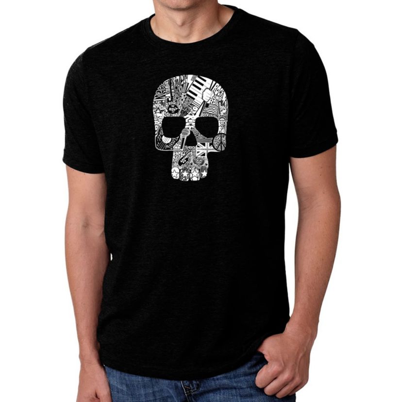 Mens Premium Blend Word Art T-Shirt  - Rock n Roll Skull