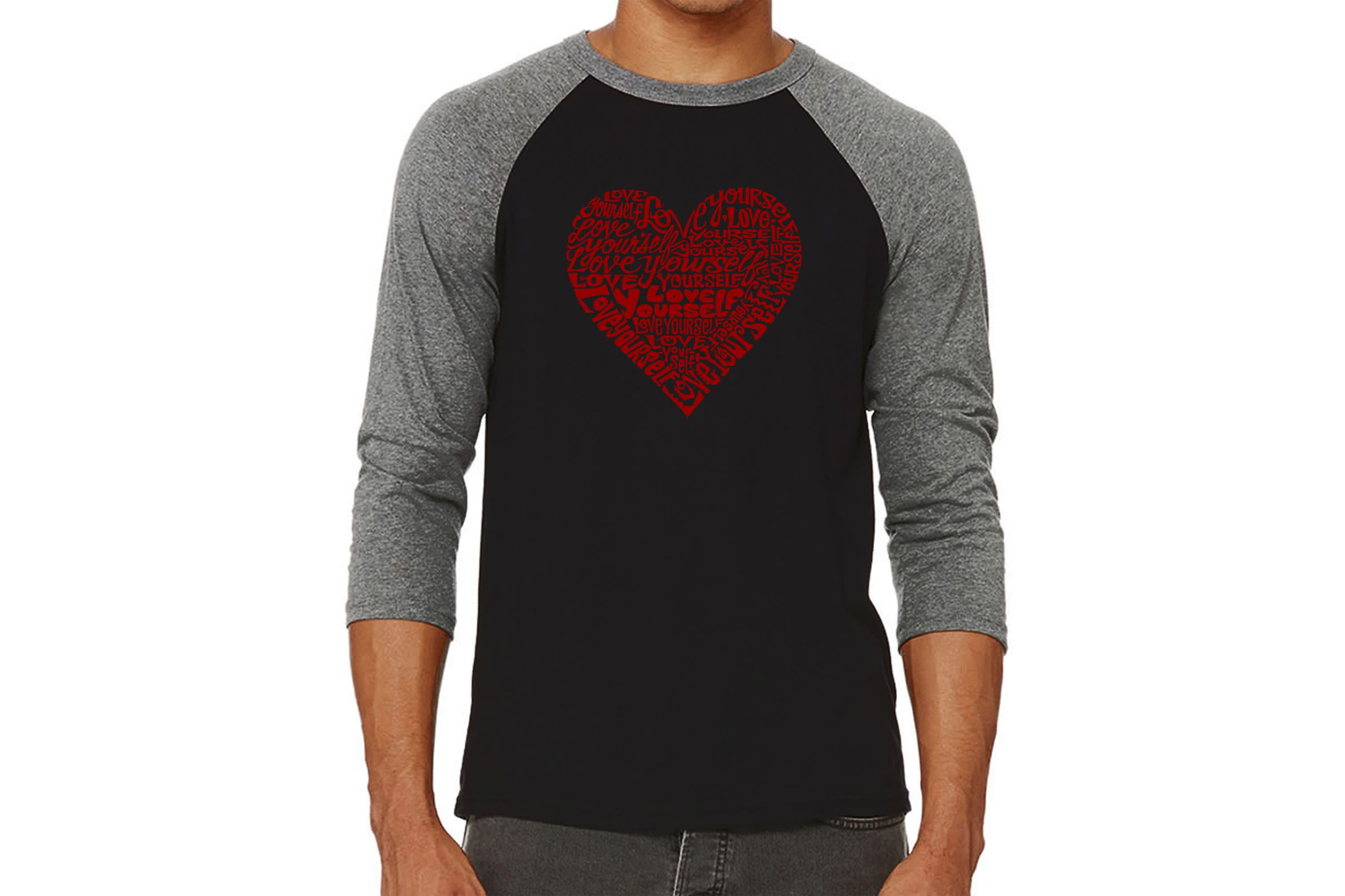 Mens Raglan Baseball Word Art T-Shirt  - Love Yourself