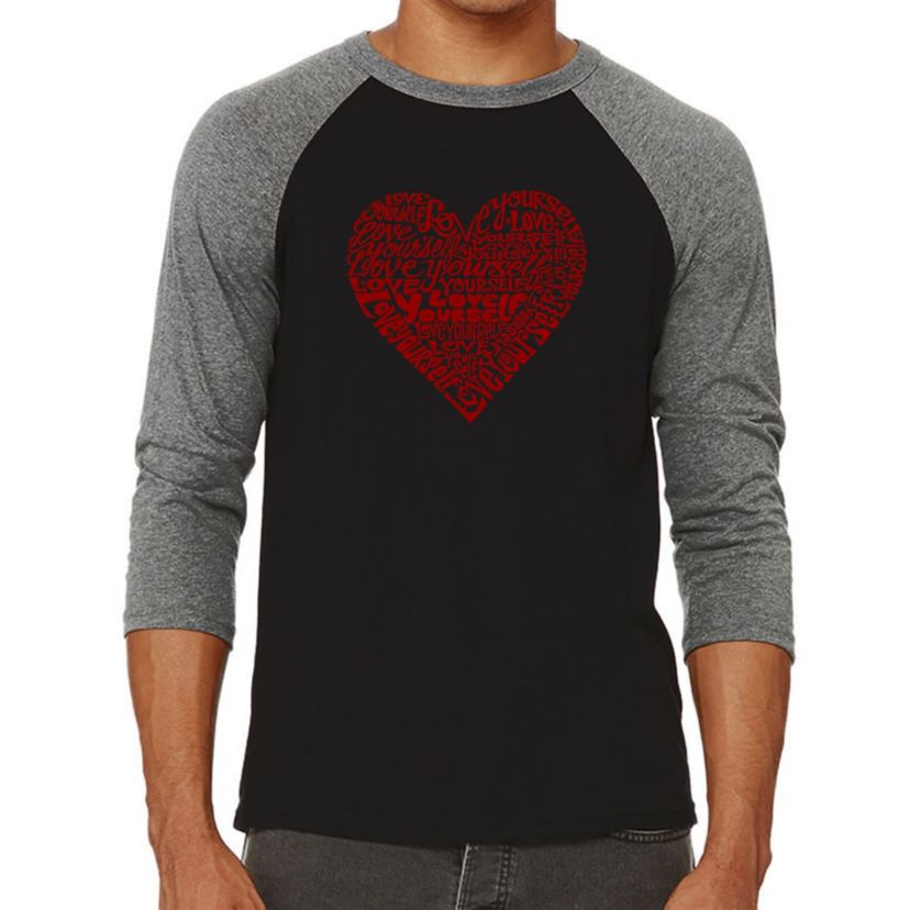 Mens Raglan Baseball Word Art T-Shirt  - Love Yourself