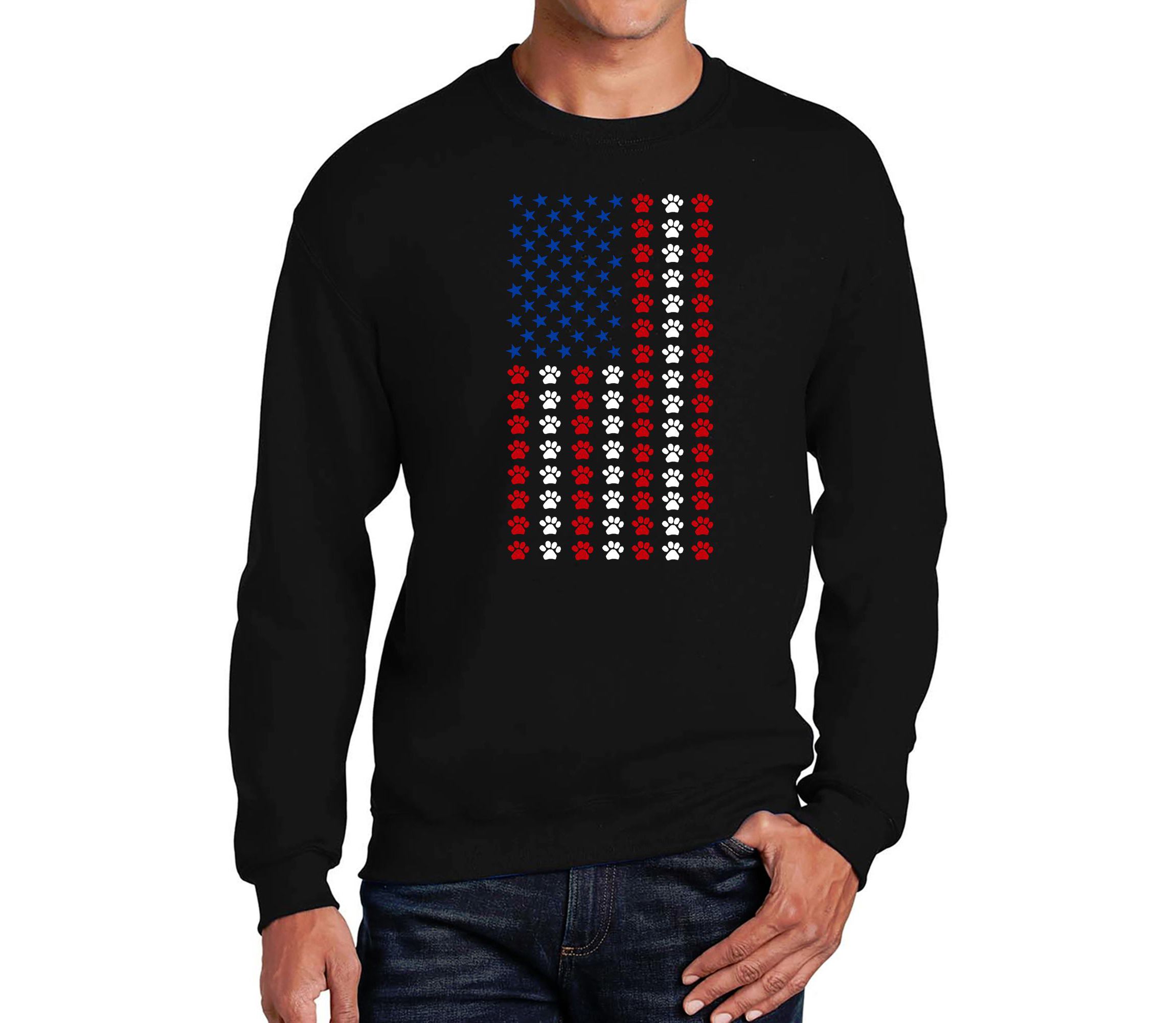 Mens Word Art Crewneck Sweatshirt - Paws Flag