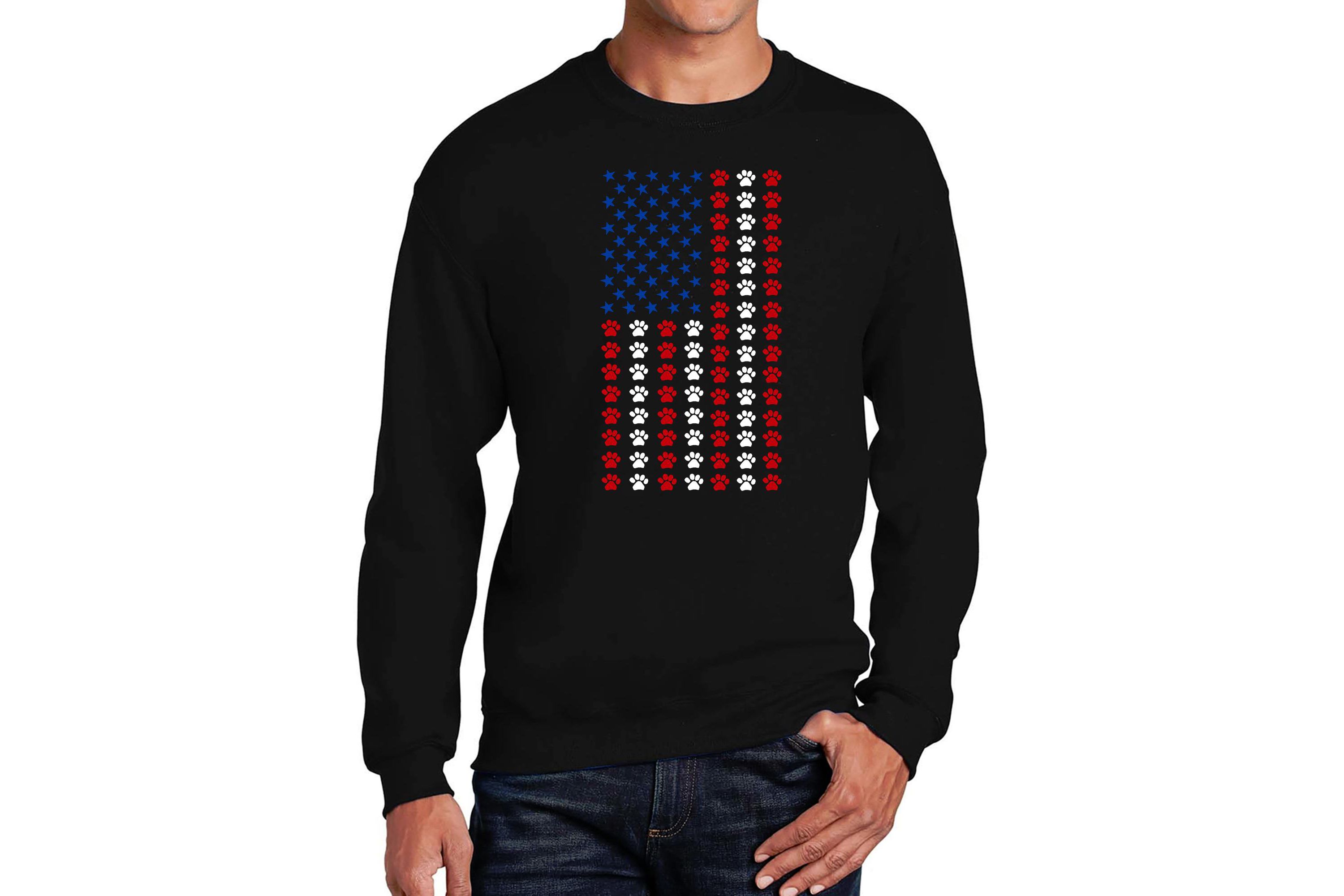 Mens Word Art Crewneck Sweatshirt - Paws Flag
