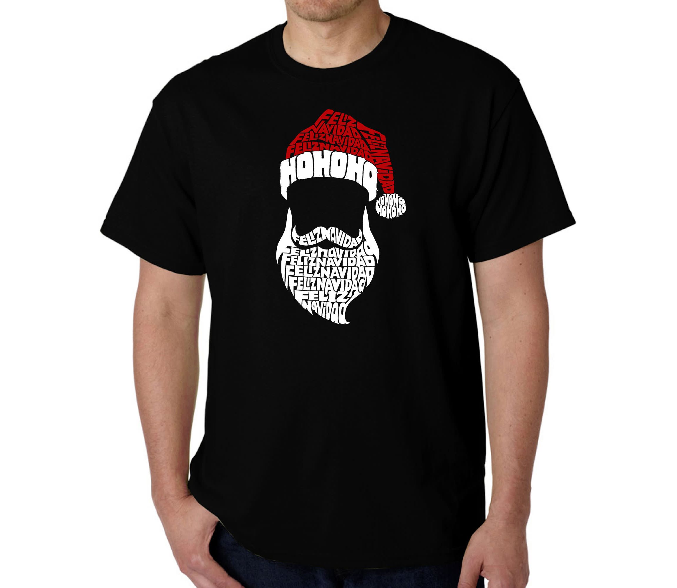 Mens Word Art T-Shirt - Feliz Navidad Santa Claus