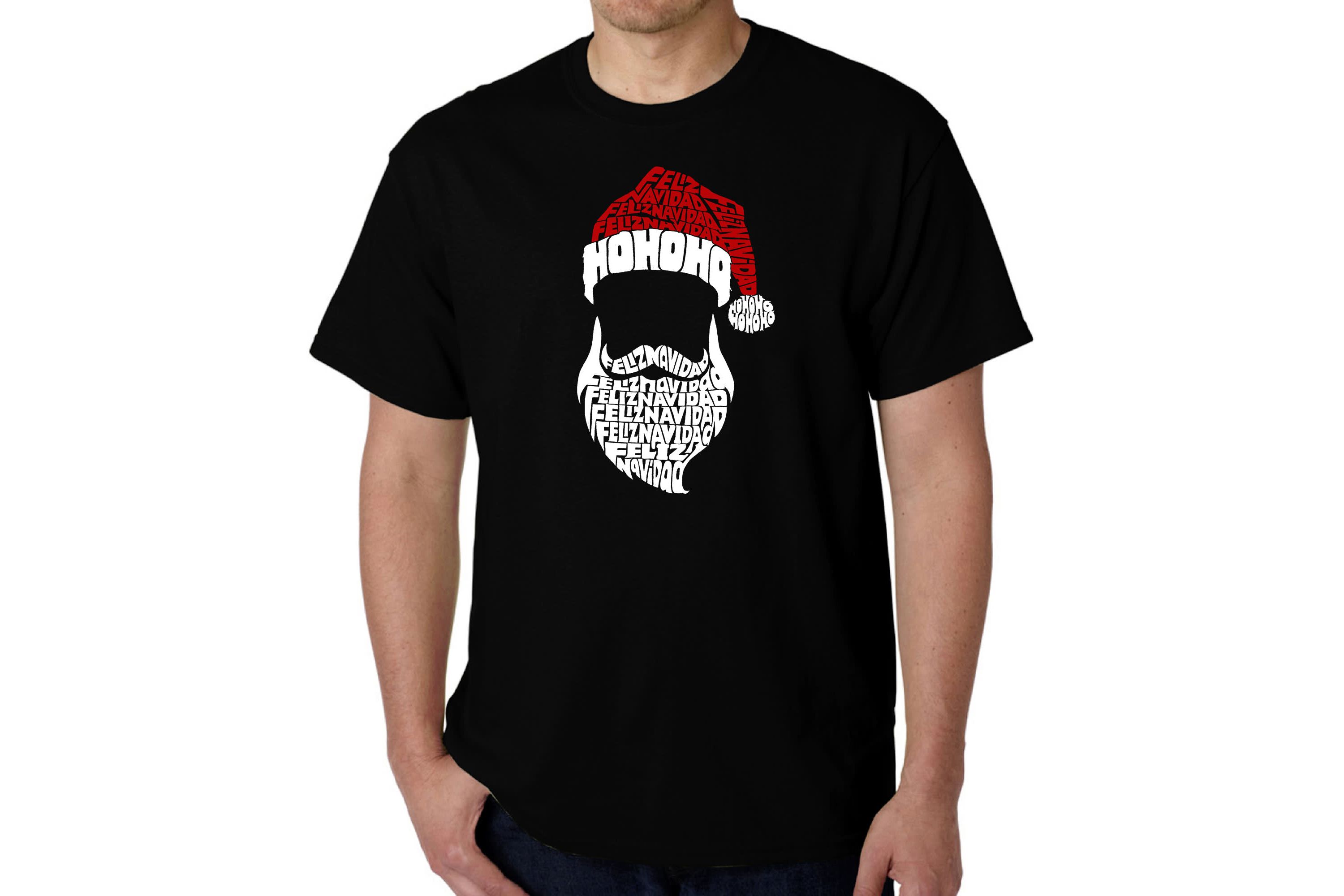 Mens Word Art T-Shirt - Feliz Navidad Santa Claus