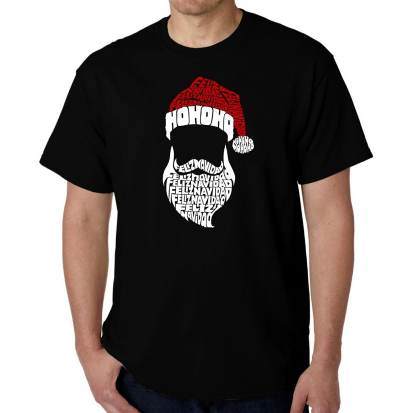 Mens Word Art T-Shirt - Feliz Navidad Santa Claus