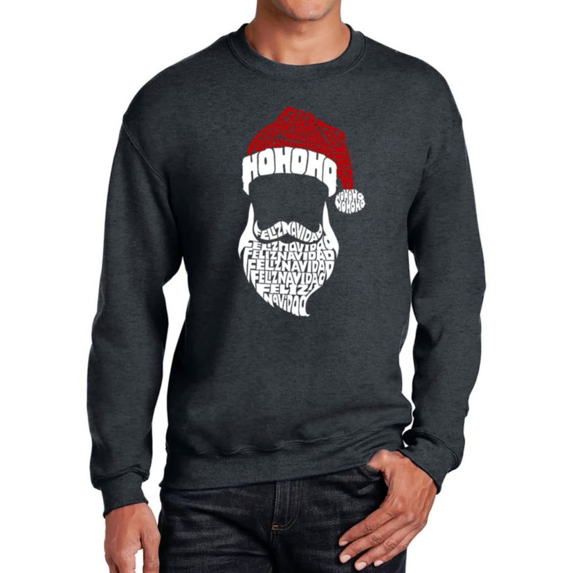 Mens Word Art Crewneck Sweatshirt - Feliz Navidad Santa Claus