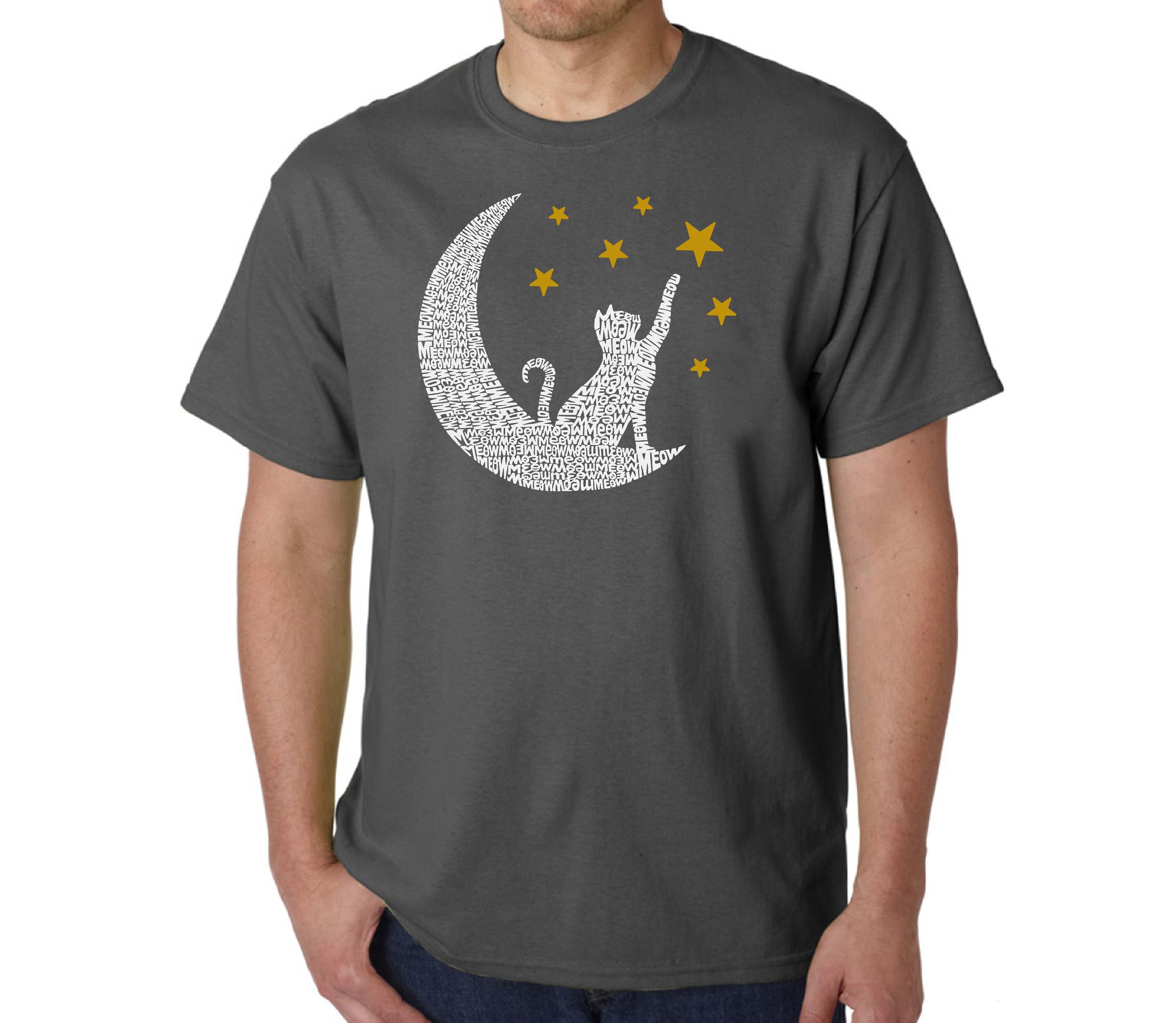 Mens Word Art T-Shirt - Cat Moon