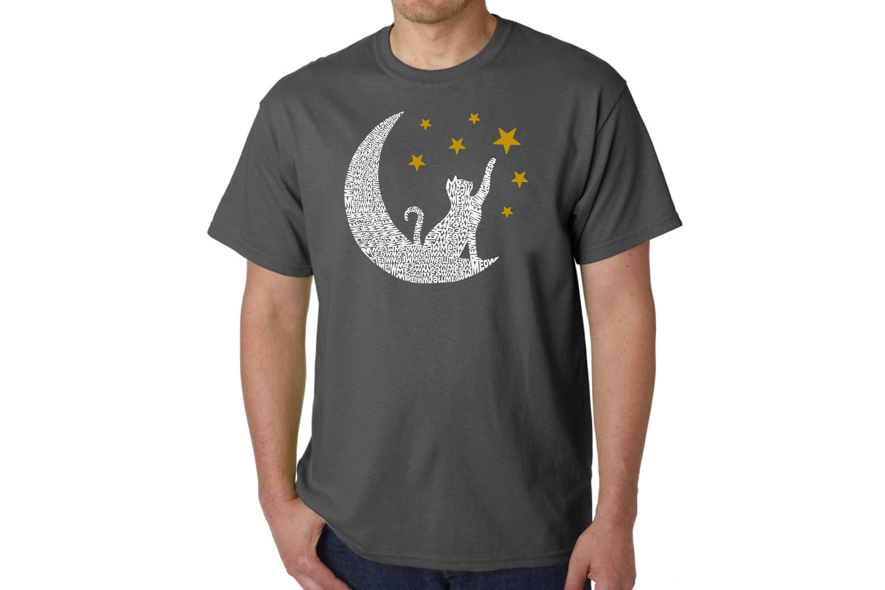 Mens Word Art T-Shirt - Cat Moon