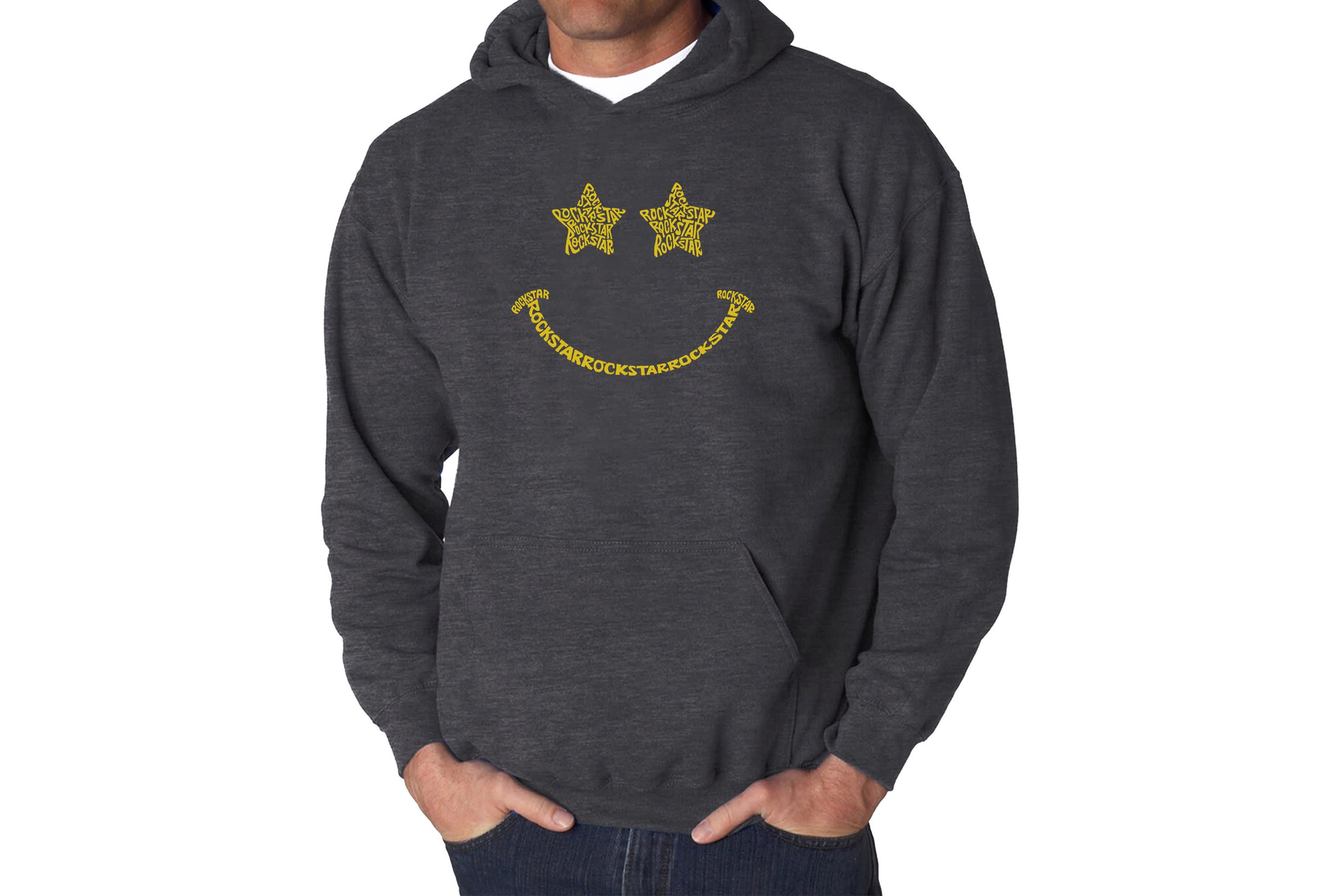 Mens Word Art Hooded Sweatshirt - Rockstar Smiley