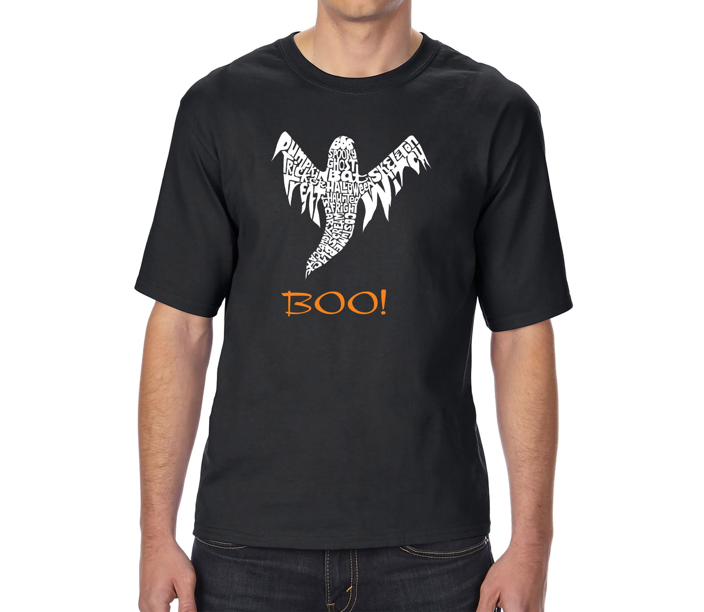 Mens Tall and Long Word Art T-Shirt  - Halloween Ghost