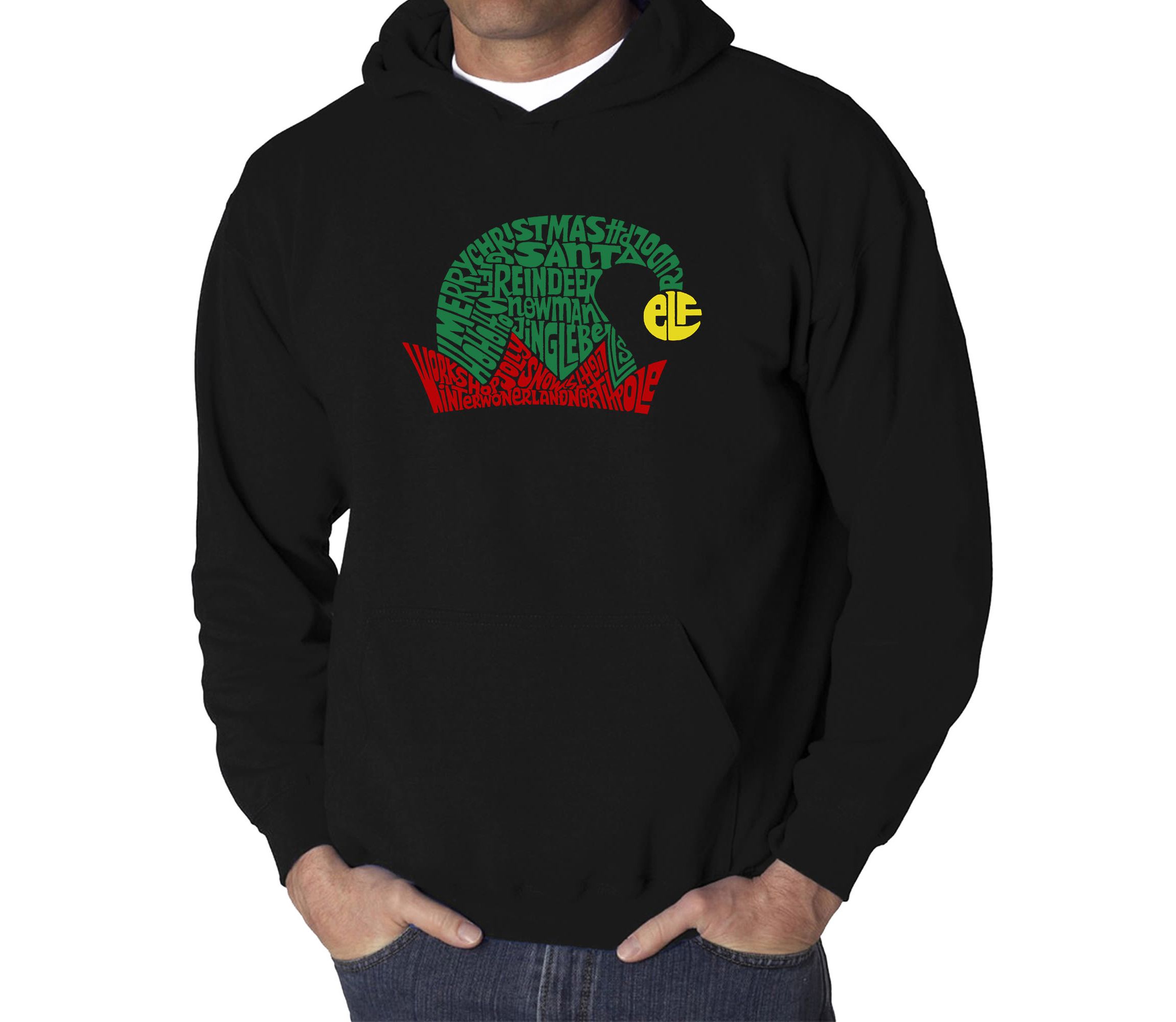 Mens Word Art Hooded Sweatshirt  - Christmas Elf Hat