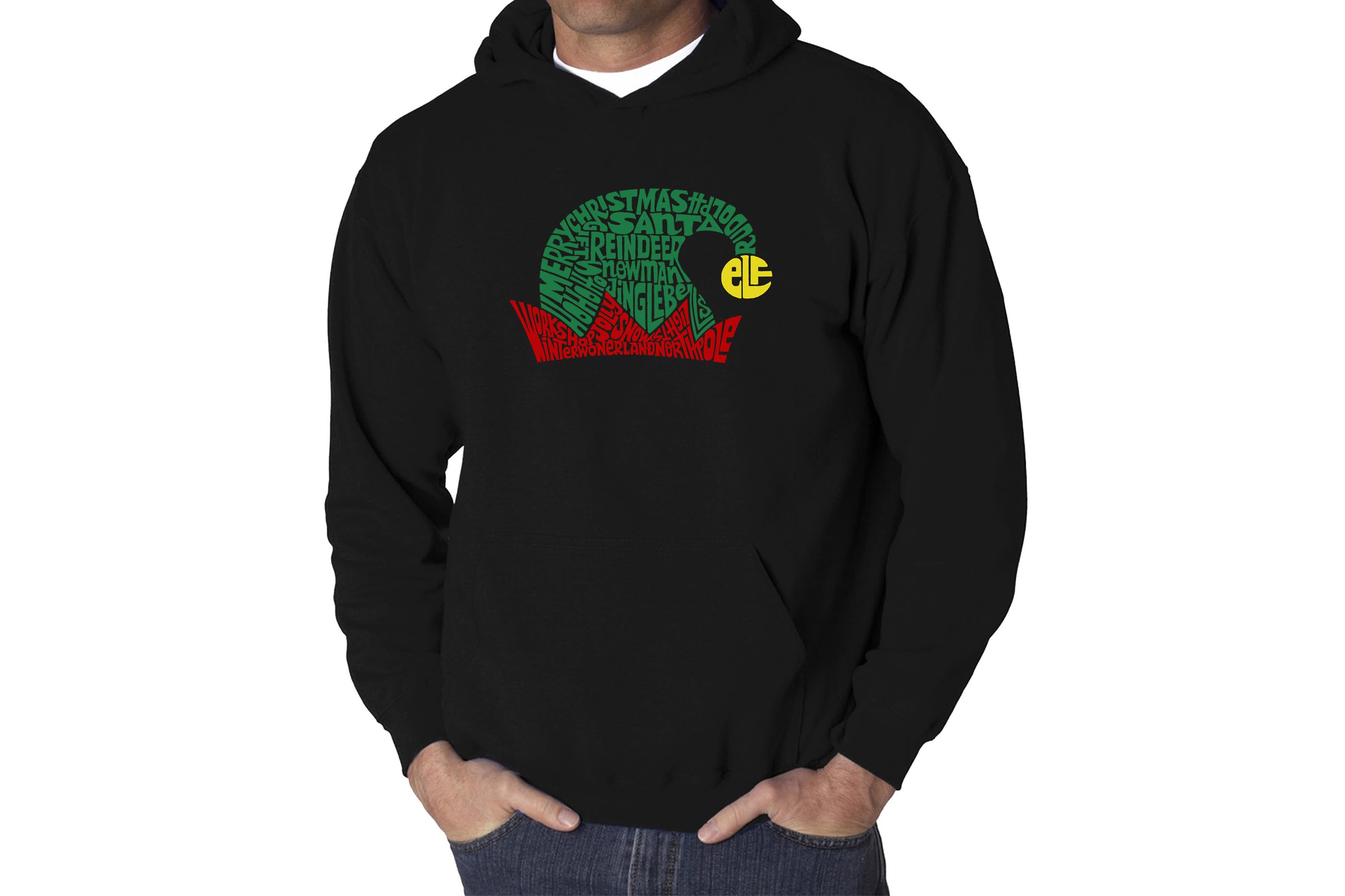 Mens Word Art Hooded Sweatshirt  - Christmas Elf Hat
