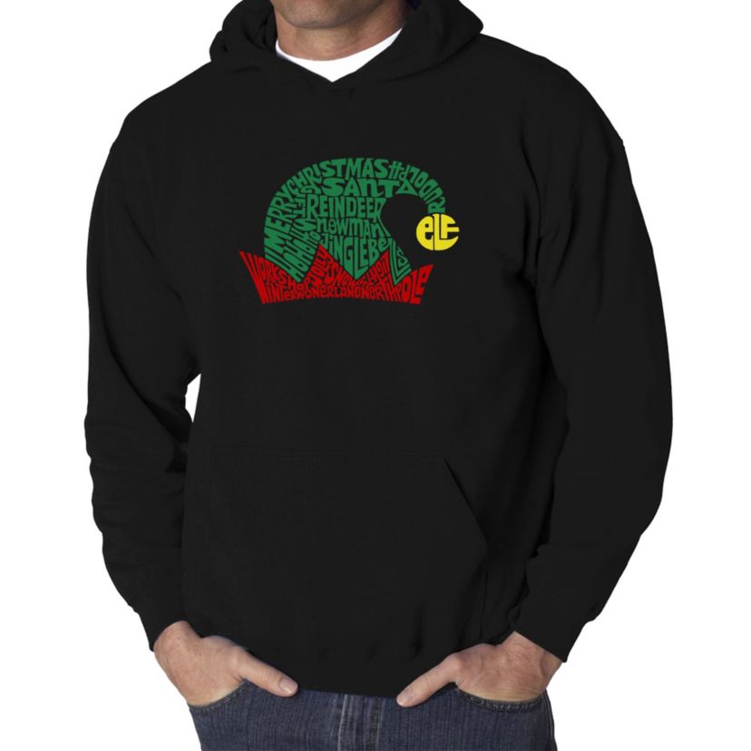 Mens Word Art Hooded Sweatshirt  - Christmas Elf Hat